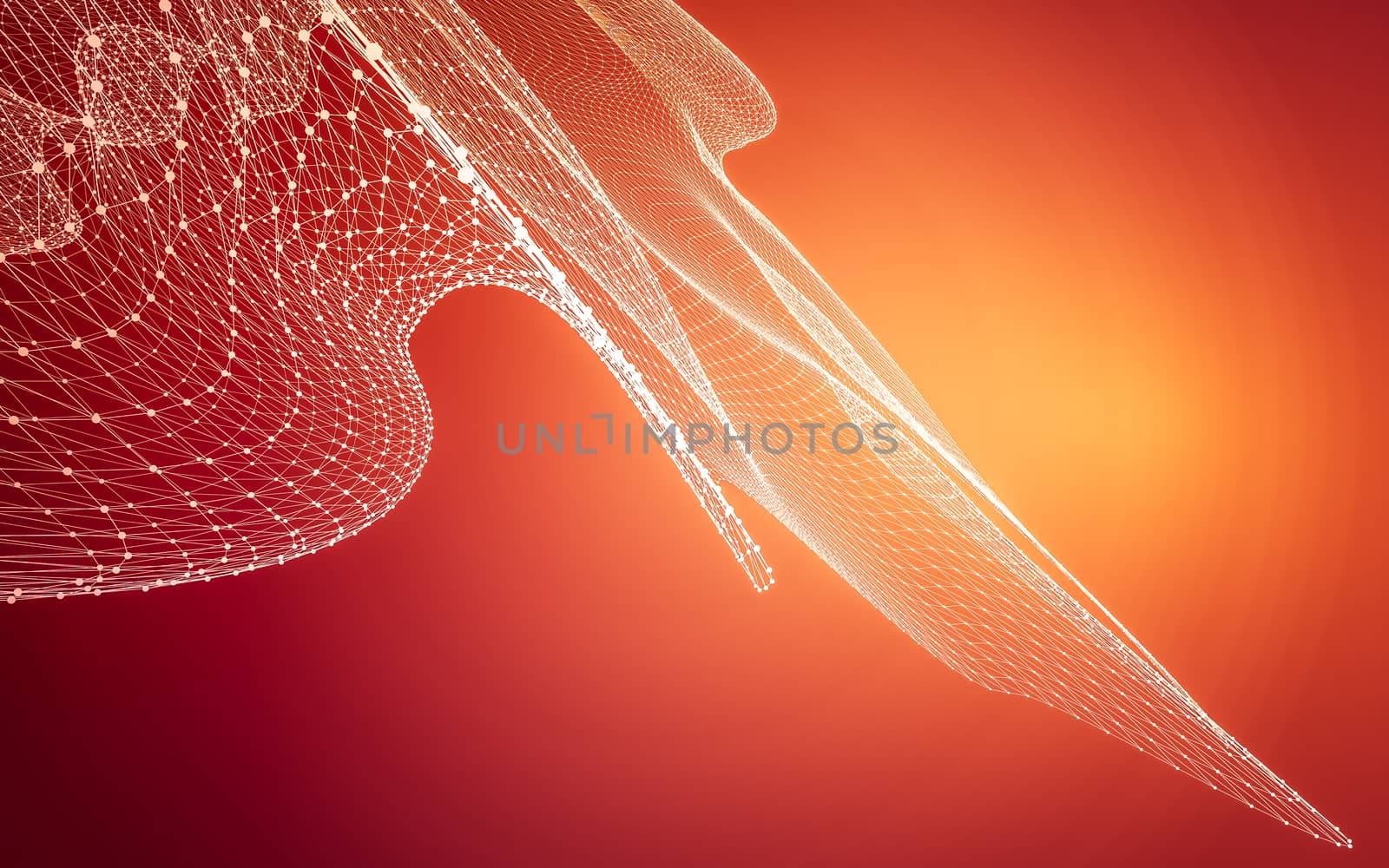 Abstract polygonal space low poly dark background with connecting dots and lines. Connection structure. 3d rendering