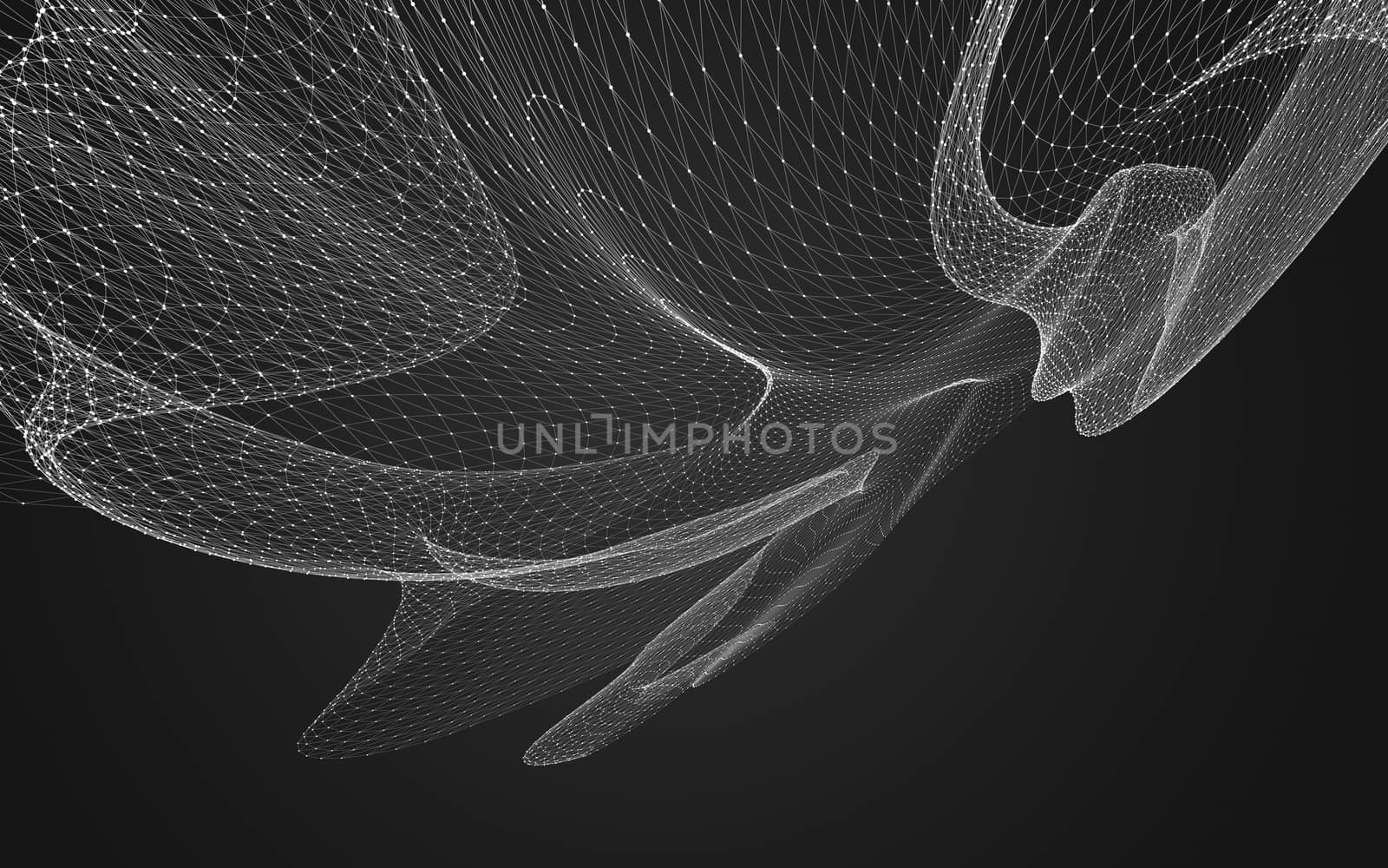 Abstract polygonal space low poly dark background with connecting dots and lines. Connection structure. 3d rendering