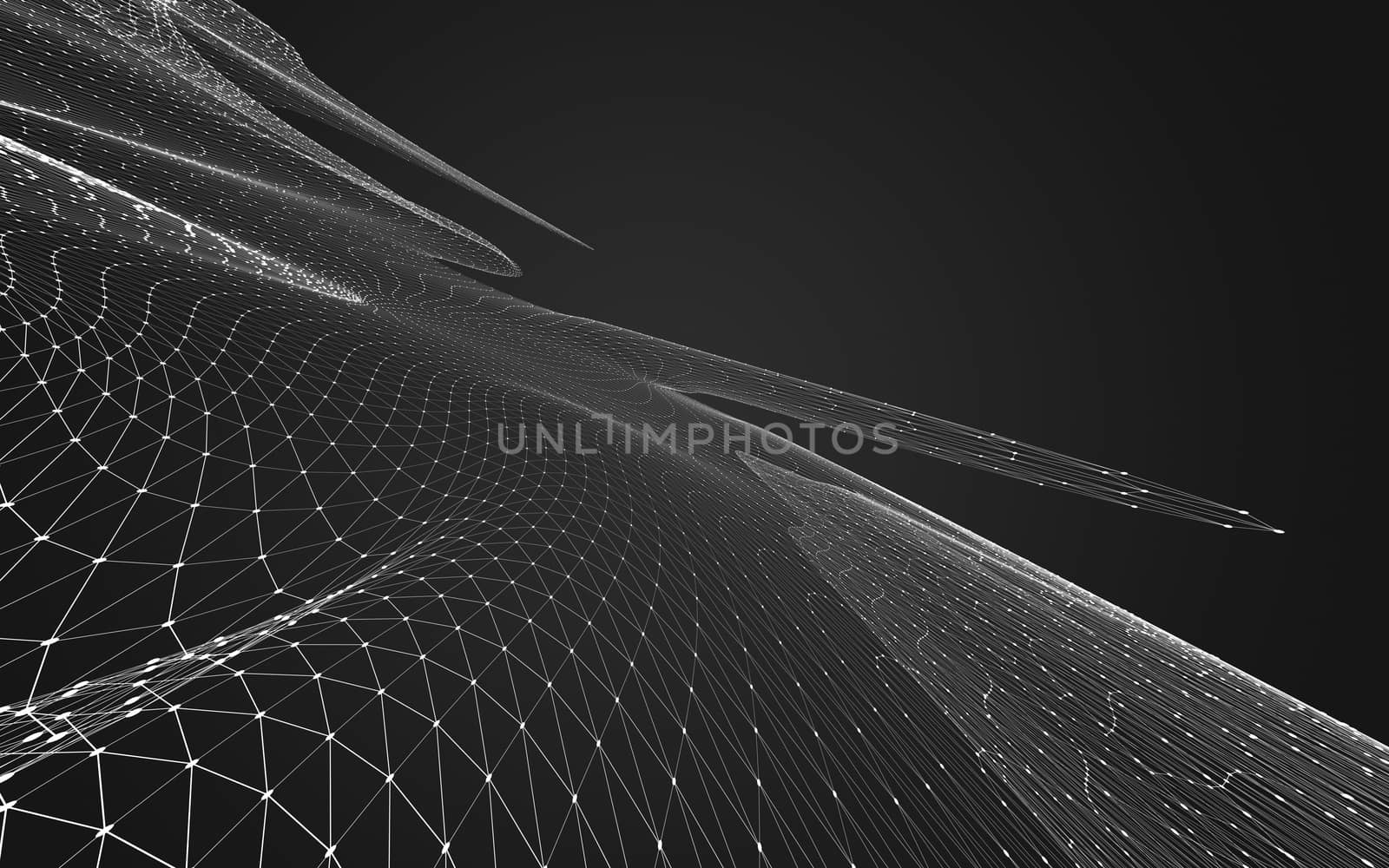 Abstract polygonal space low poly dark background, 3d rendering by teerawit