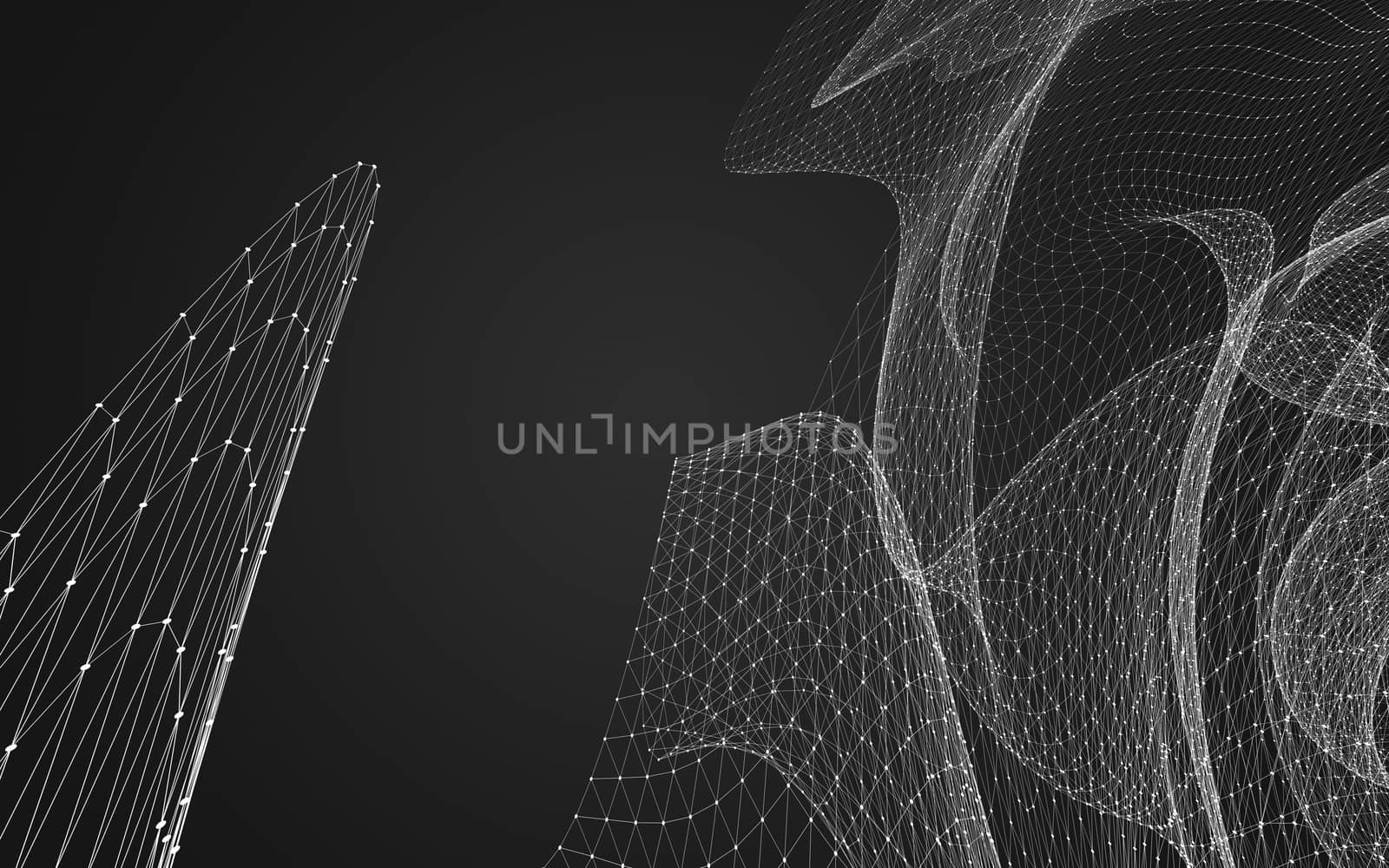 Abstract polygonal space low poly dark background, 3d rendering by teerawit