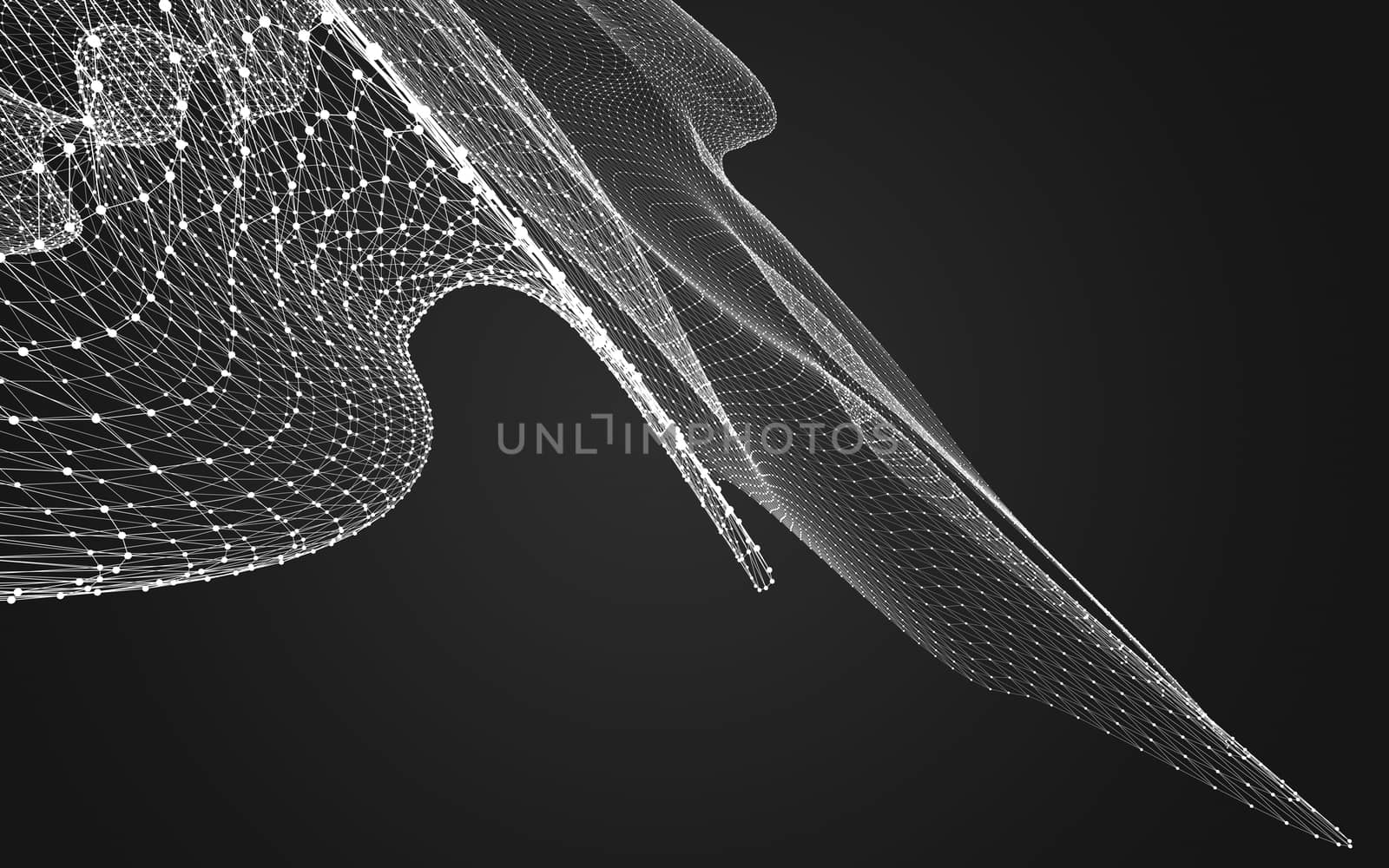 Abstract polygonal space low poly dark background with connecting dots and lines. Connection structure. 3d rendering