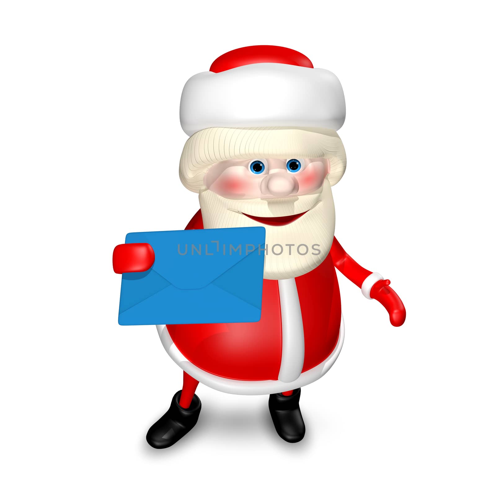 3D Illustration of Santa Claus with Envelope by brux