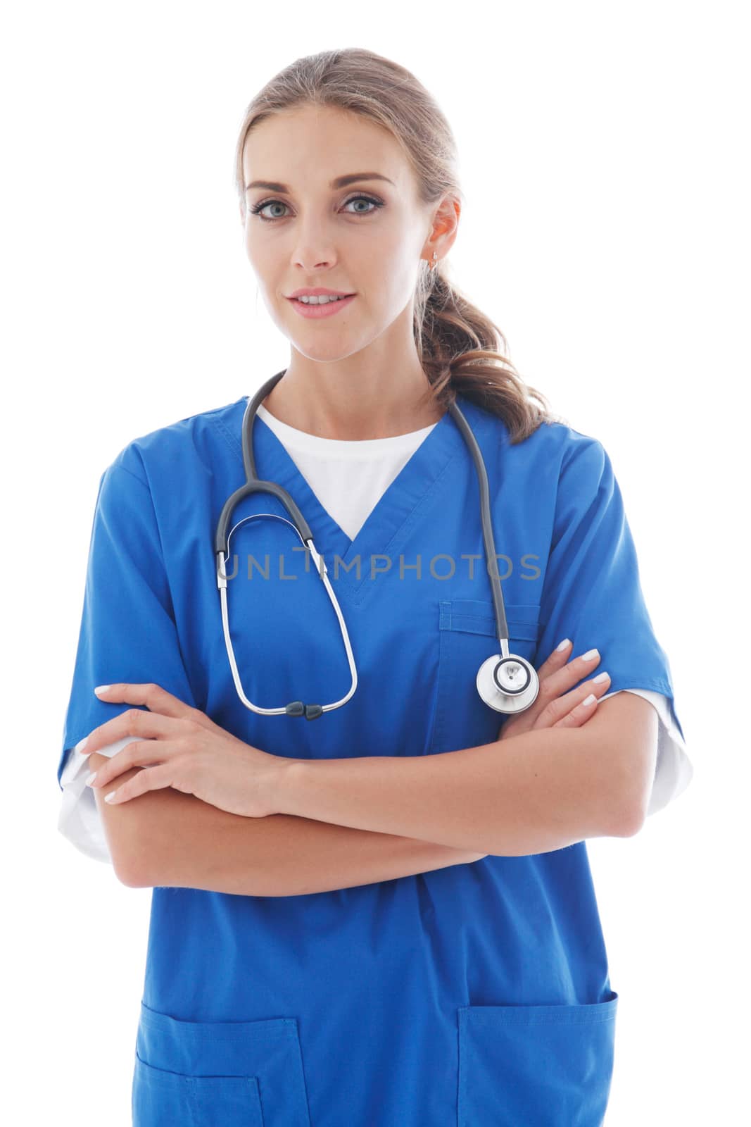 Young nurse portrait isolated on white background