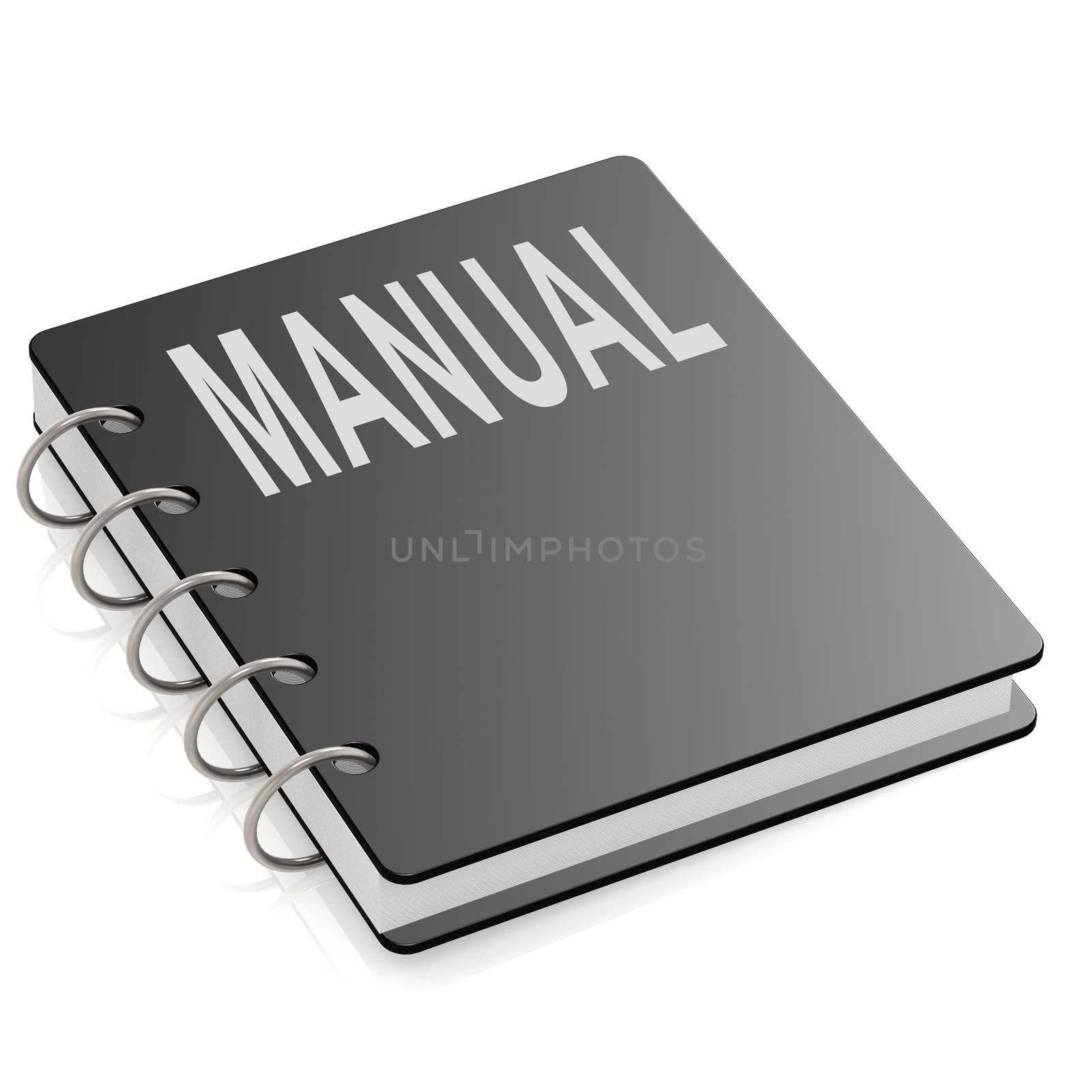 Manual with hard cover book, 3D rendering