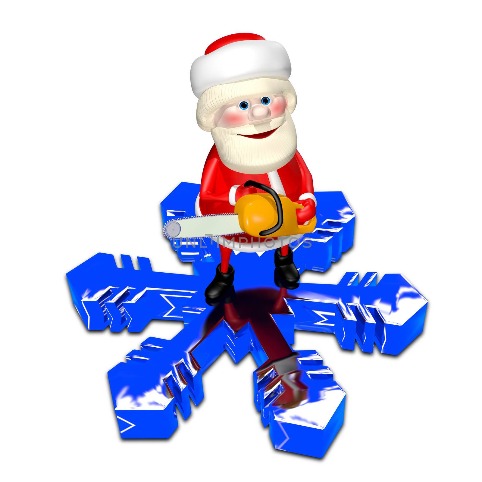 3D Illustration of Santa Claus on a Snowflake by brux