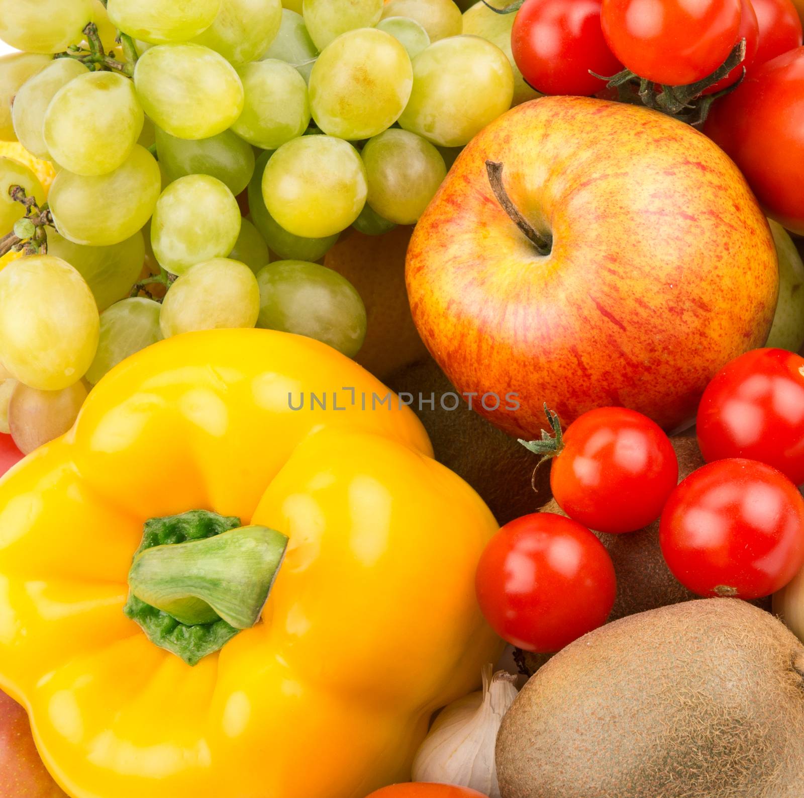 bright background of  fruit and vegetables