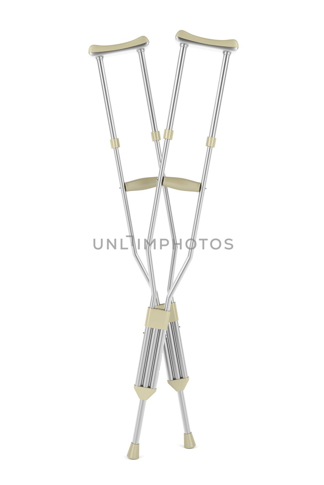 Pair of crutches on white background 