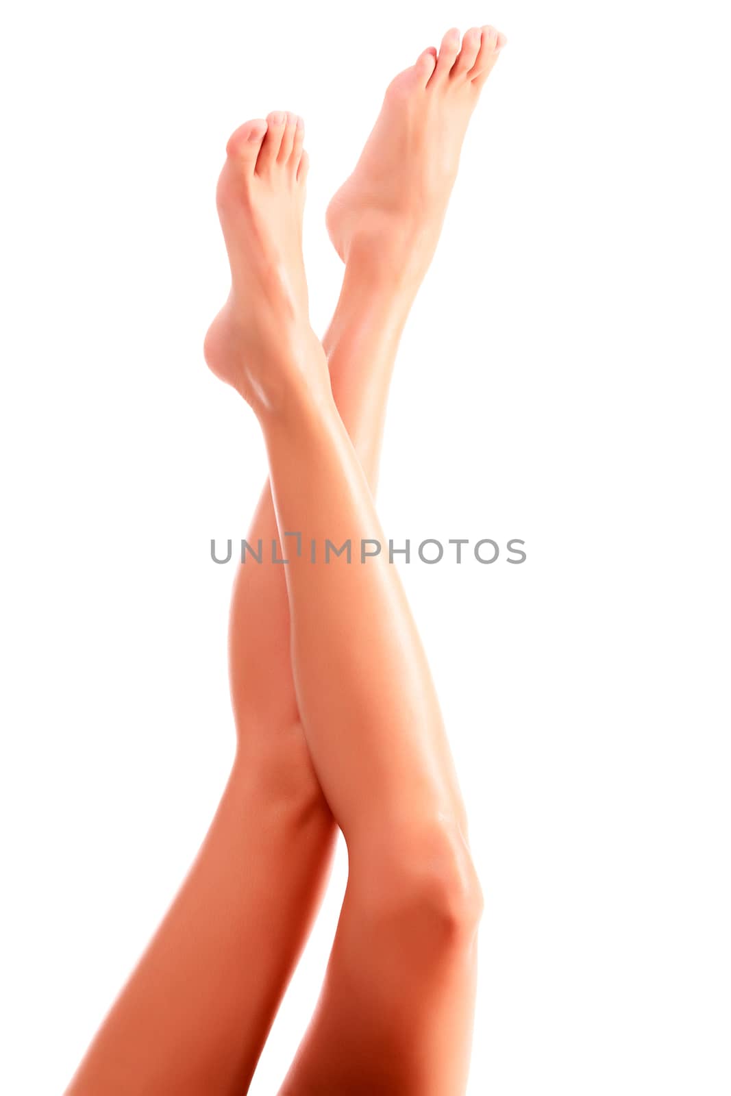 Woman legs on white background, isolated