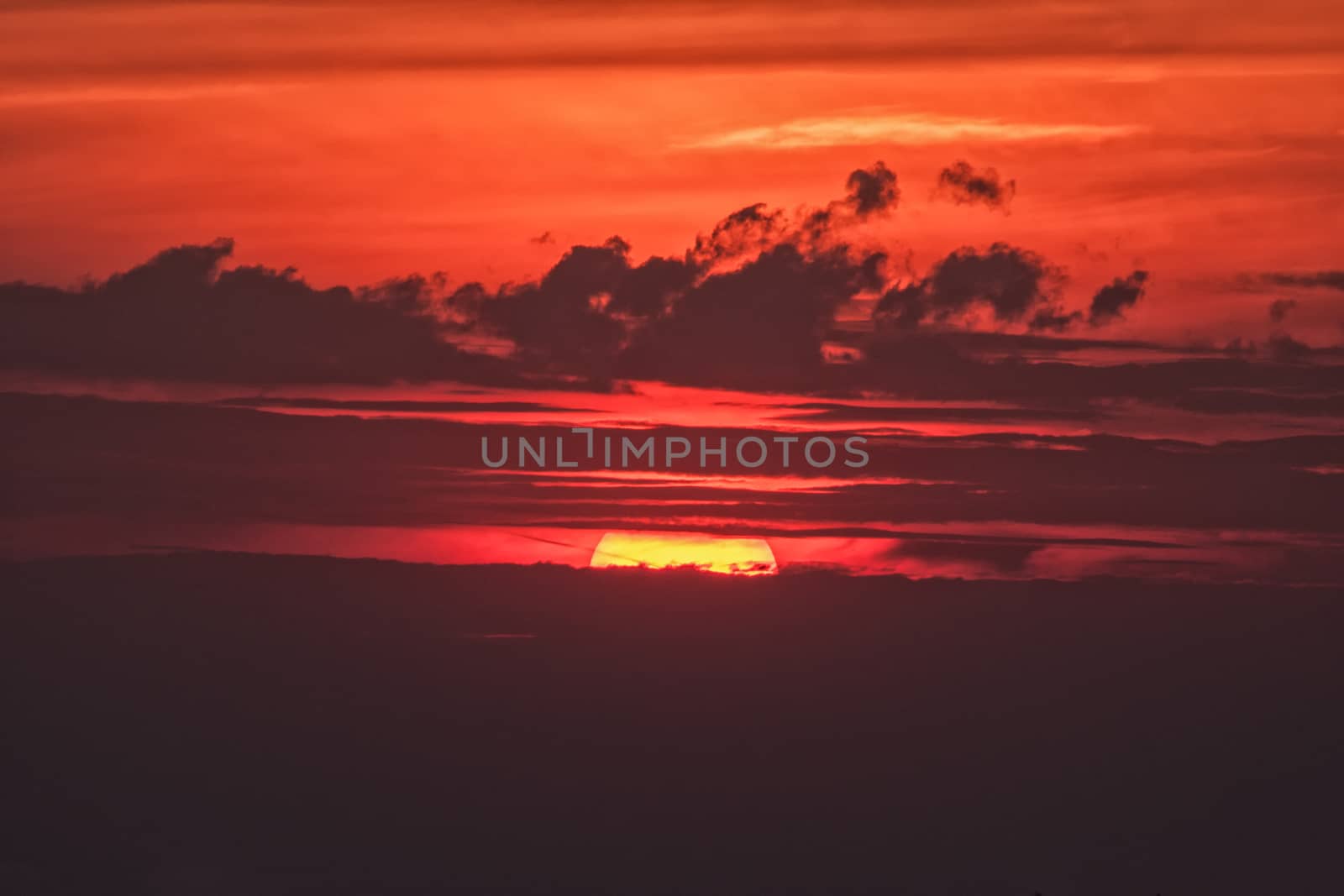 Blood-red sunset after a hot summer day