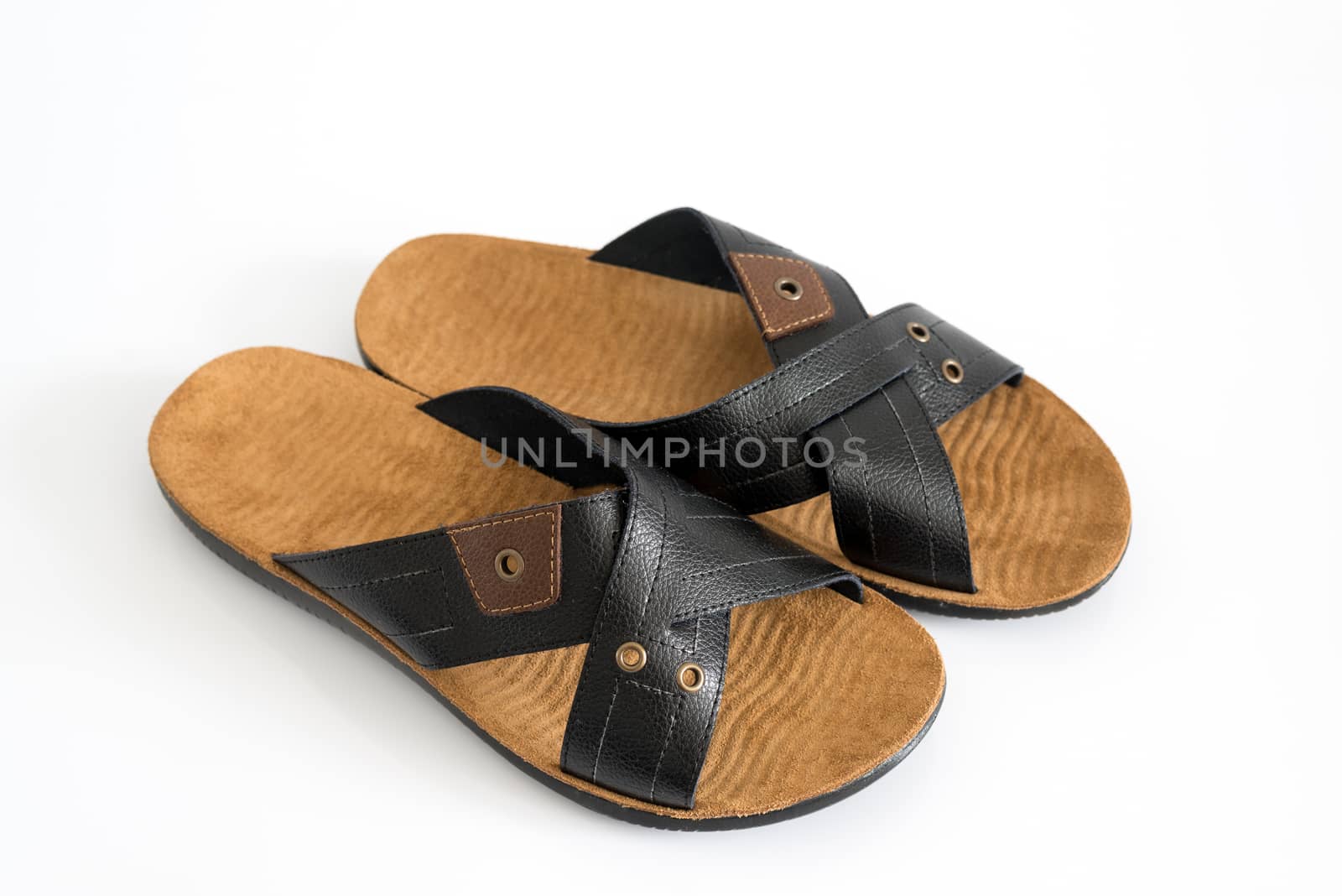 Summer men's leather shoes on a light background