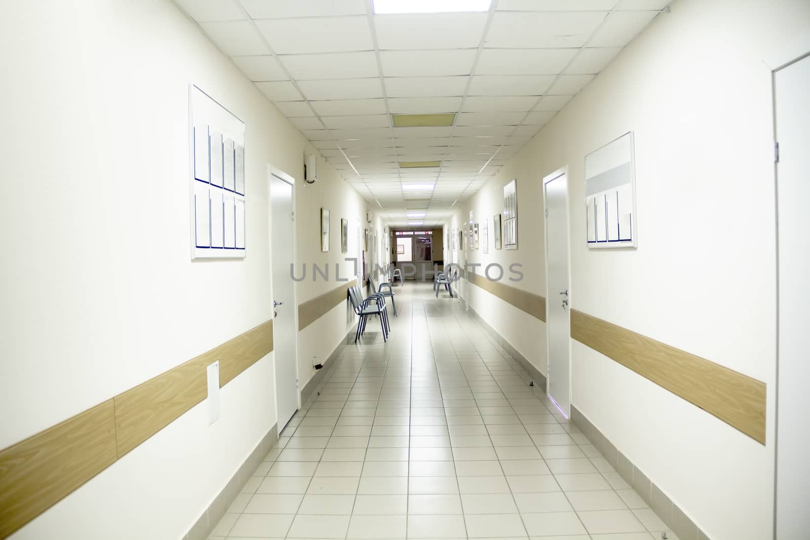 Photo of hospital corridor interior without sicks