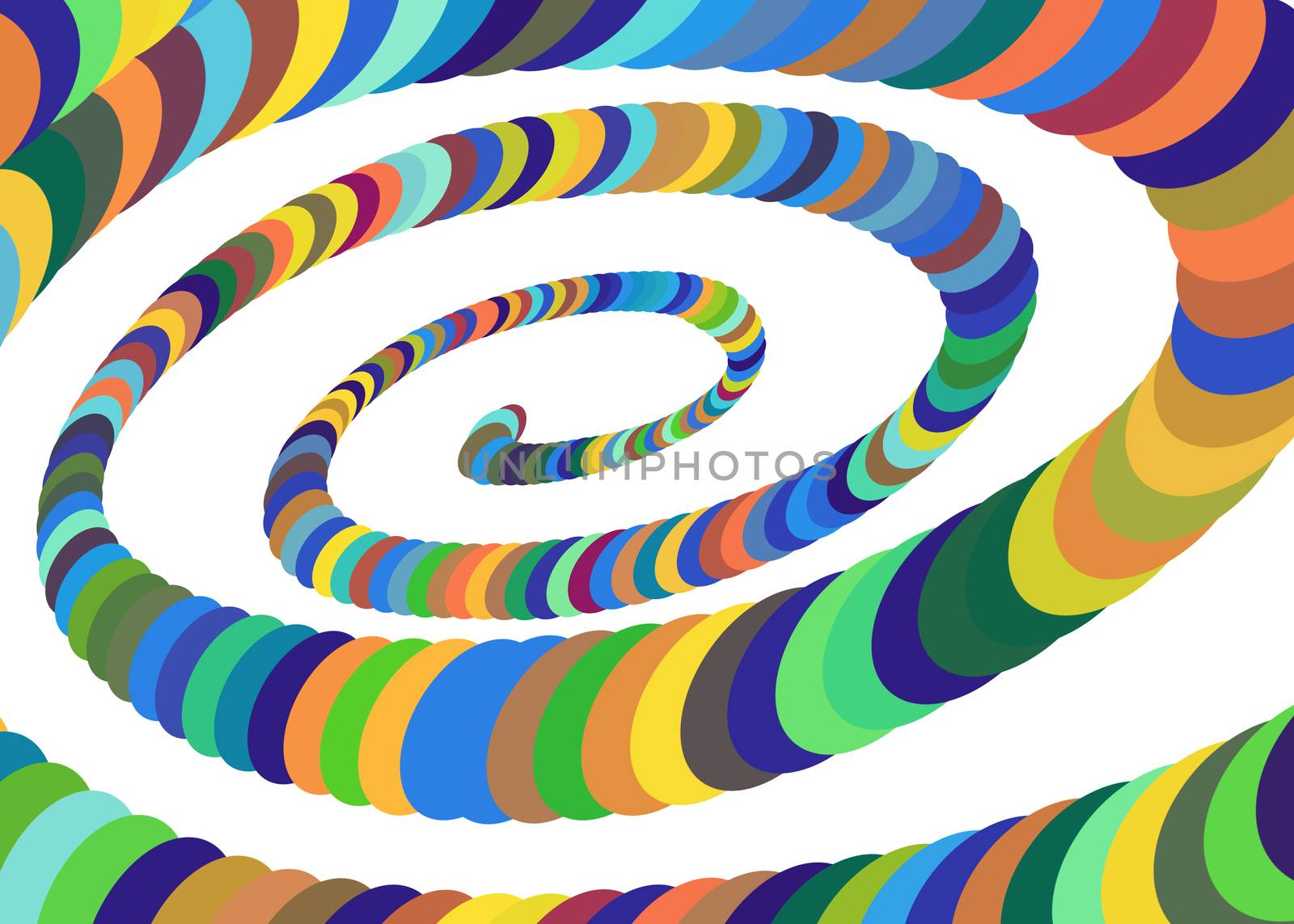 Colorful spiral helix Converging to the Center. Elliptical Design Element.