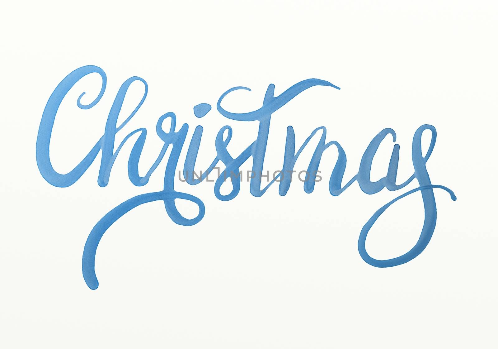 merry christmas hand painted blue watercolor lettering.