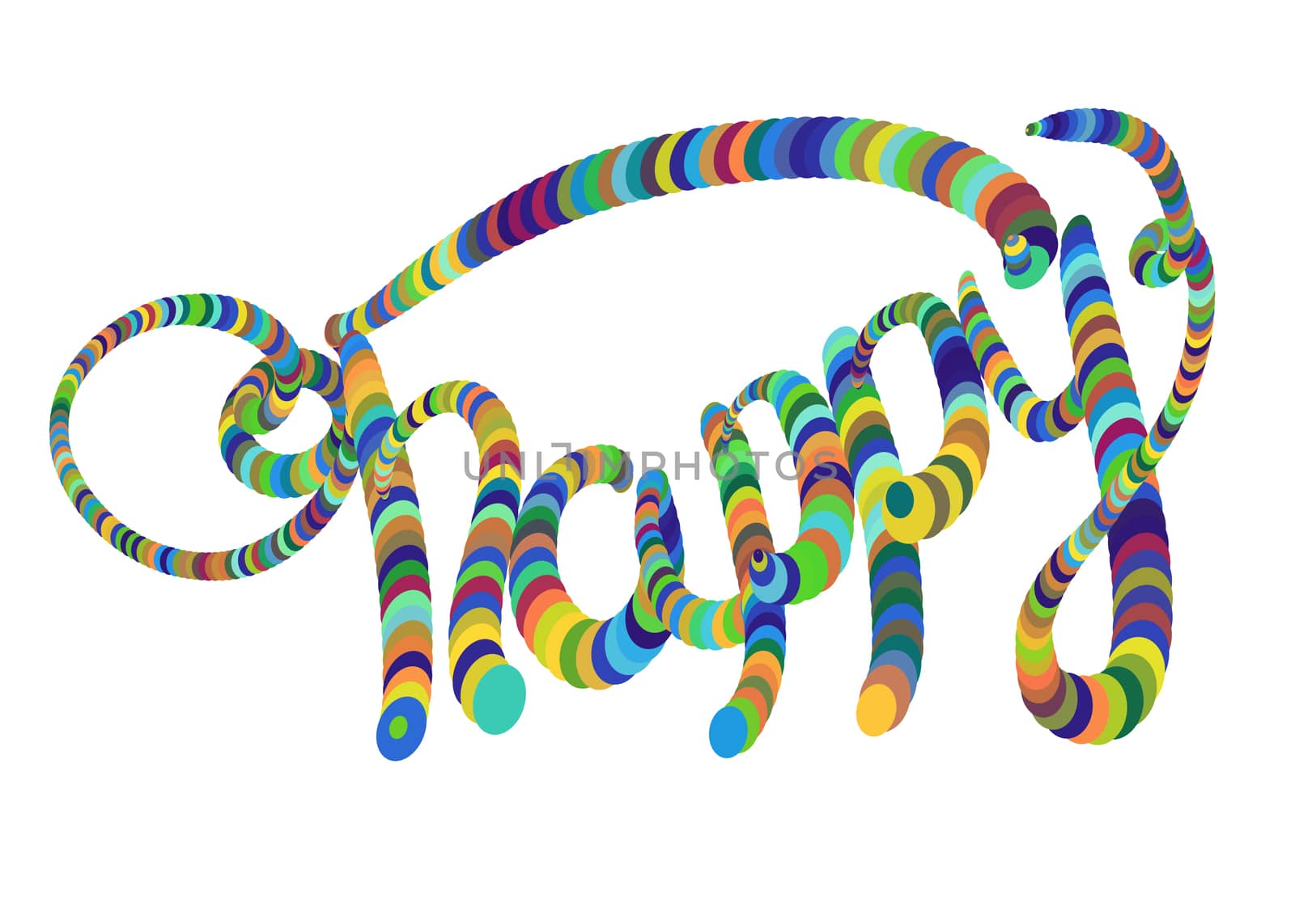 Happy lettering colorful rainbow funny word illustration.