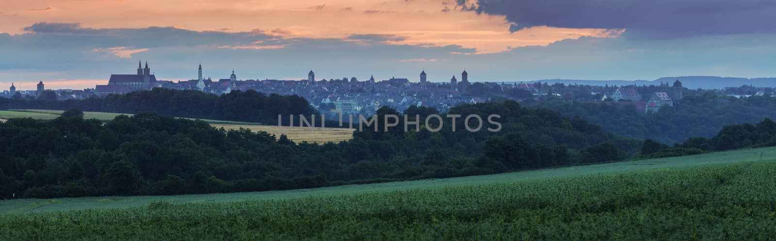 Panorama of Rothenburg at sunrise. in Rothenburg, Bavaria, Germany