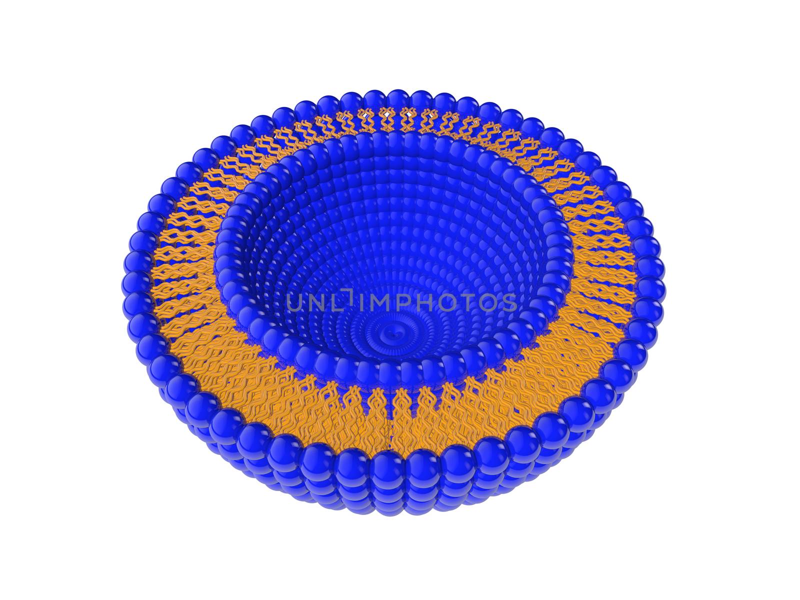 Medical 3D illustration of liposomes bi-layer structure isolated on white background