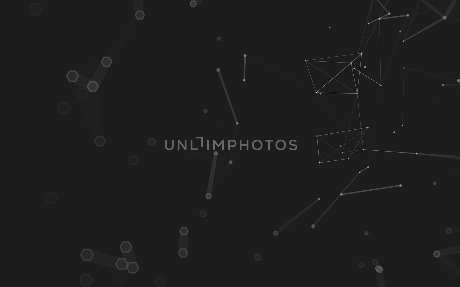 Abstract polygonal space low poly dark background with connecting dots and lines. Connection structure. 3d rendering