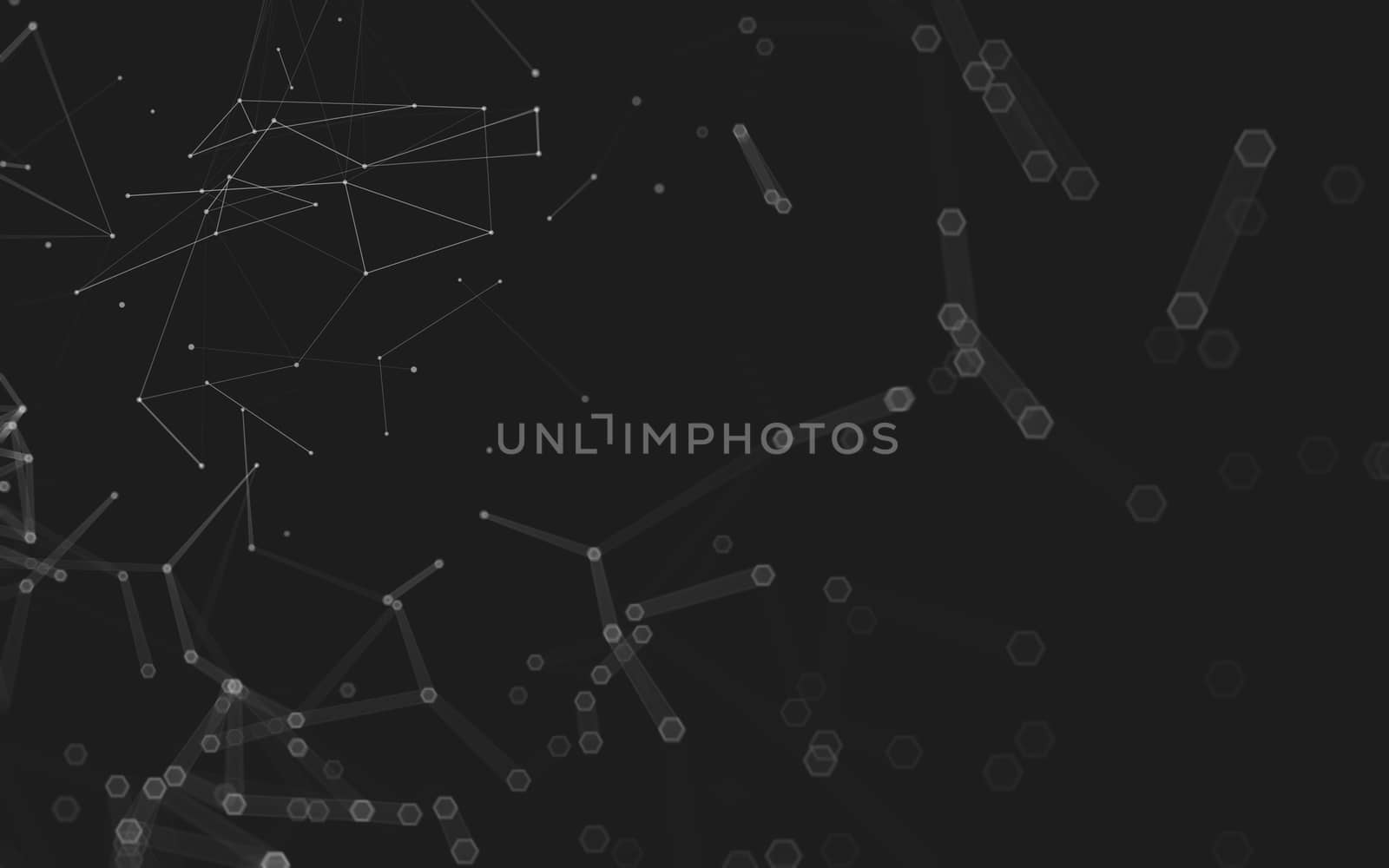 Abstract polygonal space low poly dark background with connecting dots and lines. Connection structure. 3d rendering