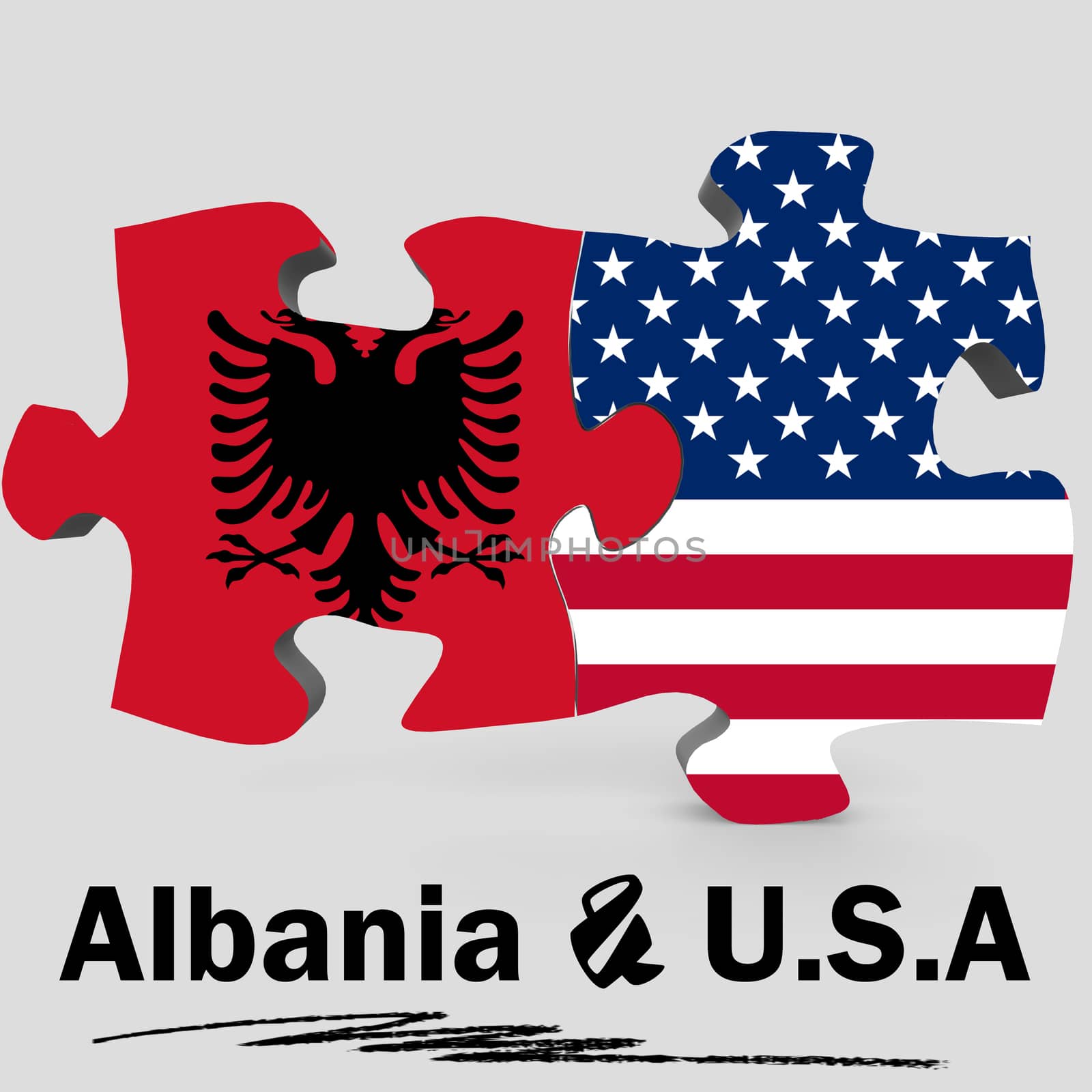 USA and Albania flags in puzzle by tang90246