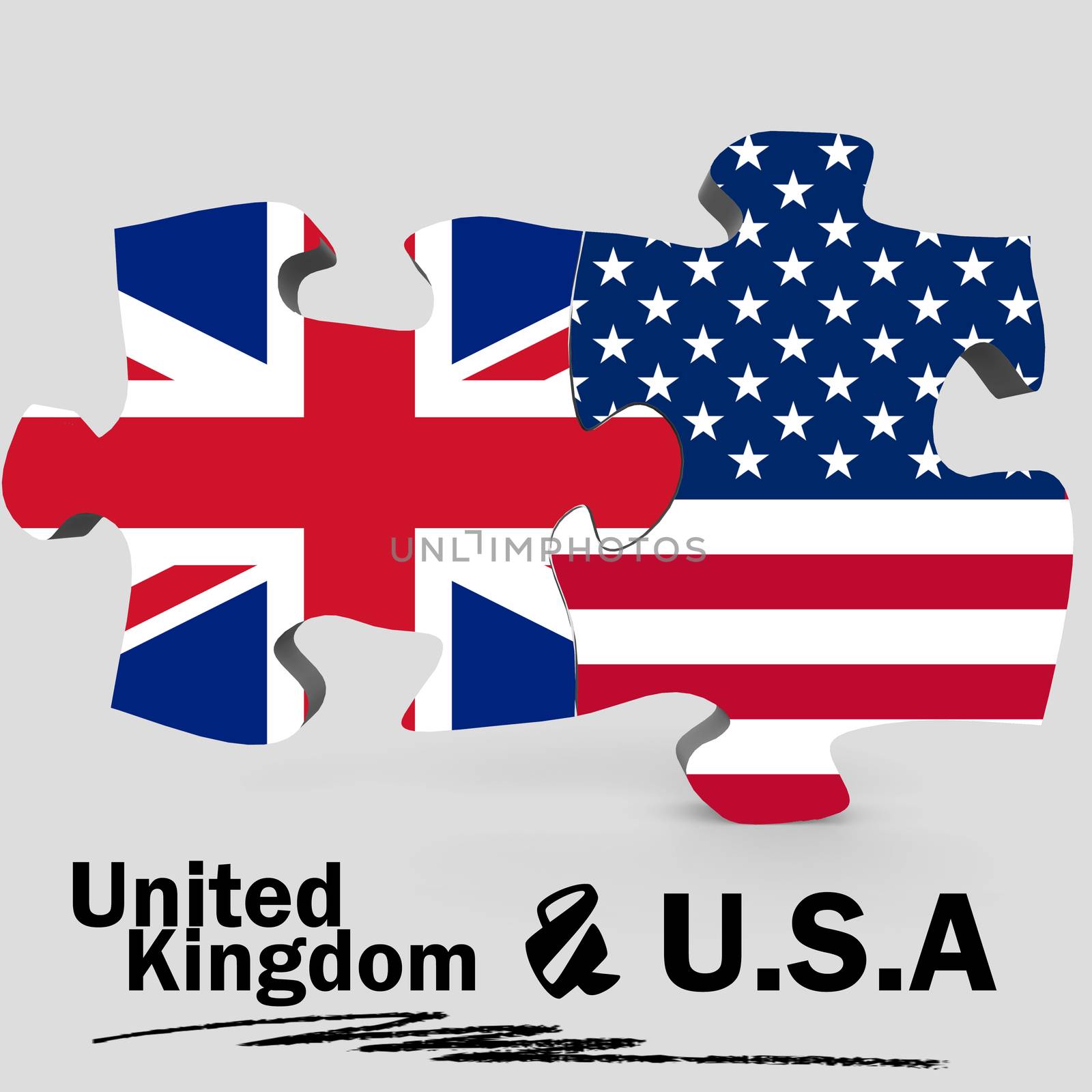 USA and United Kingdom flags in puzzle by tang90246