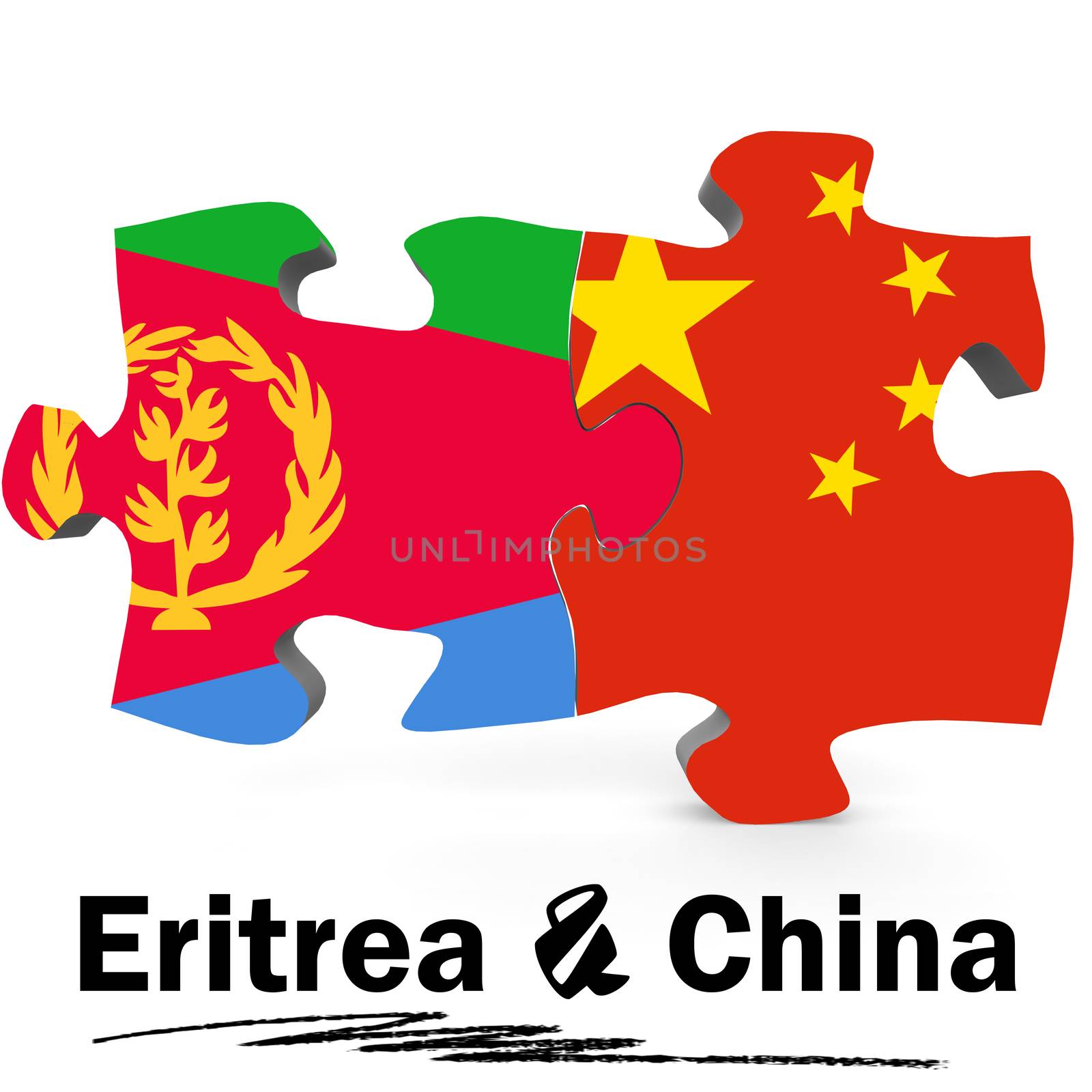 China and Eritrea flags in puzzle by tang90246