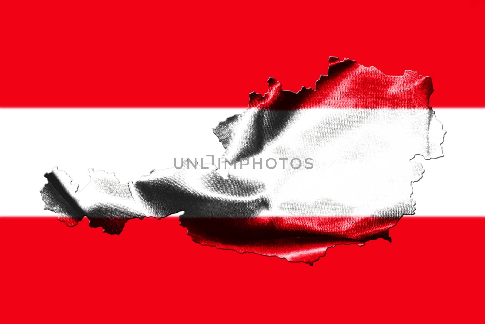 Map of Austria with national flag isolated on Austrian Flag  background