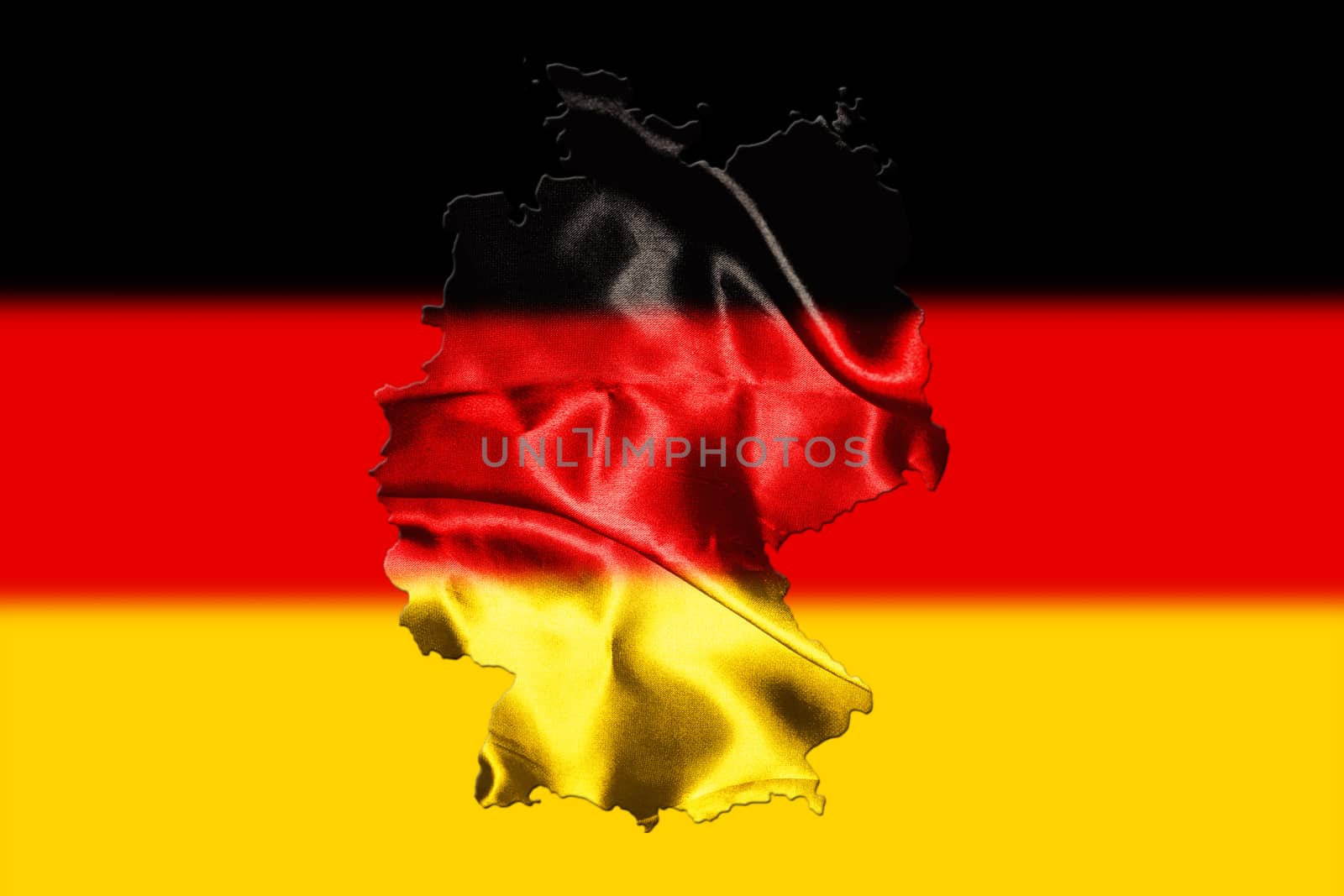 Map of Germany with national flag on background