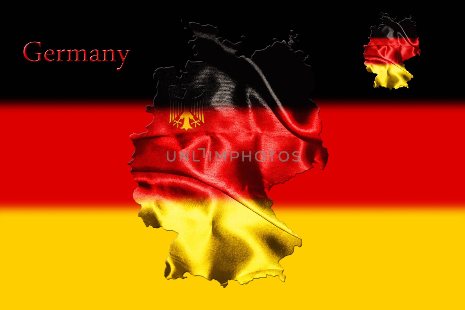 Map of Germany with national flag isolated 