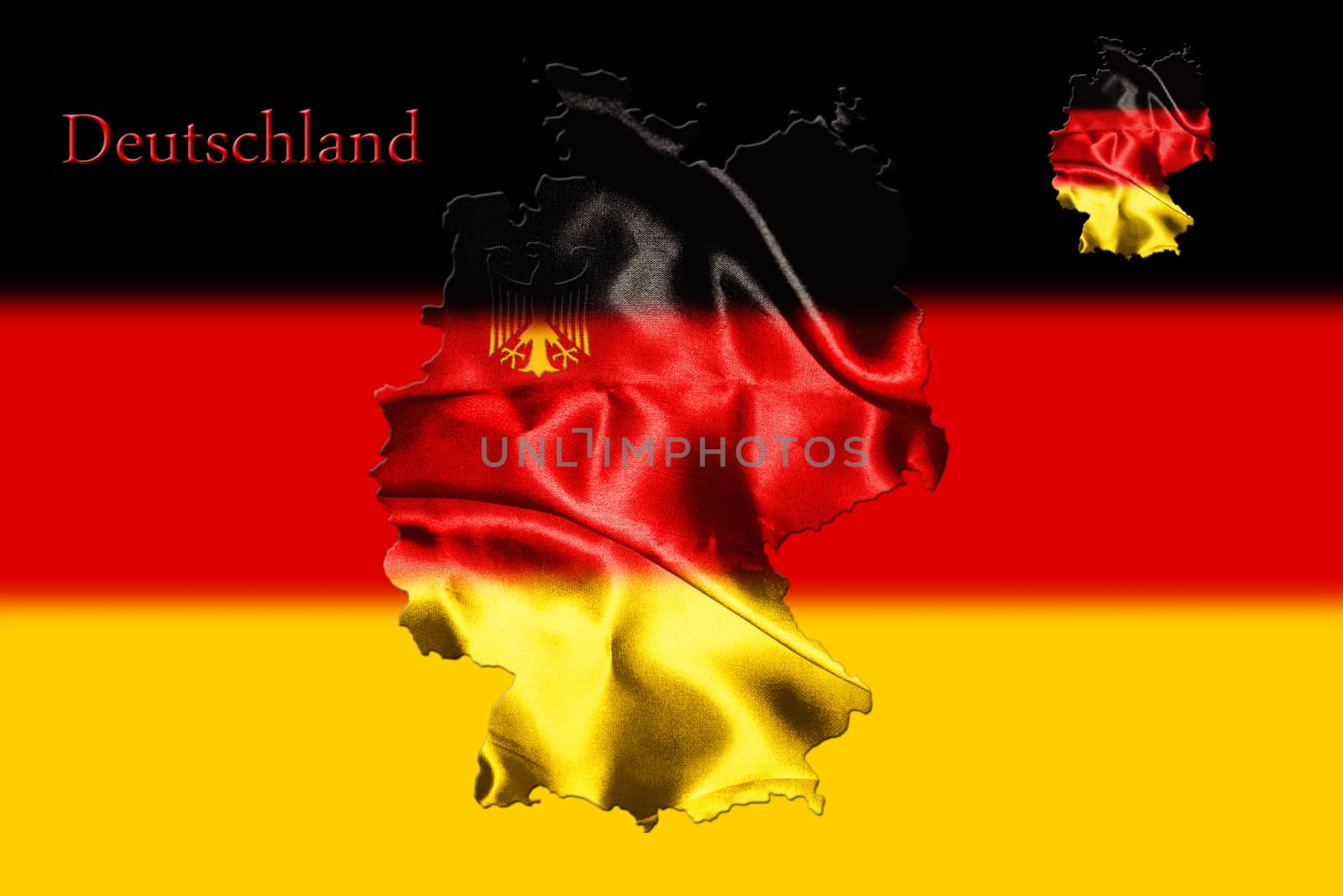 Map of Germany with national flag isolated 