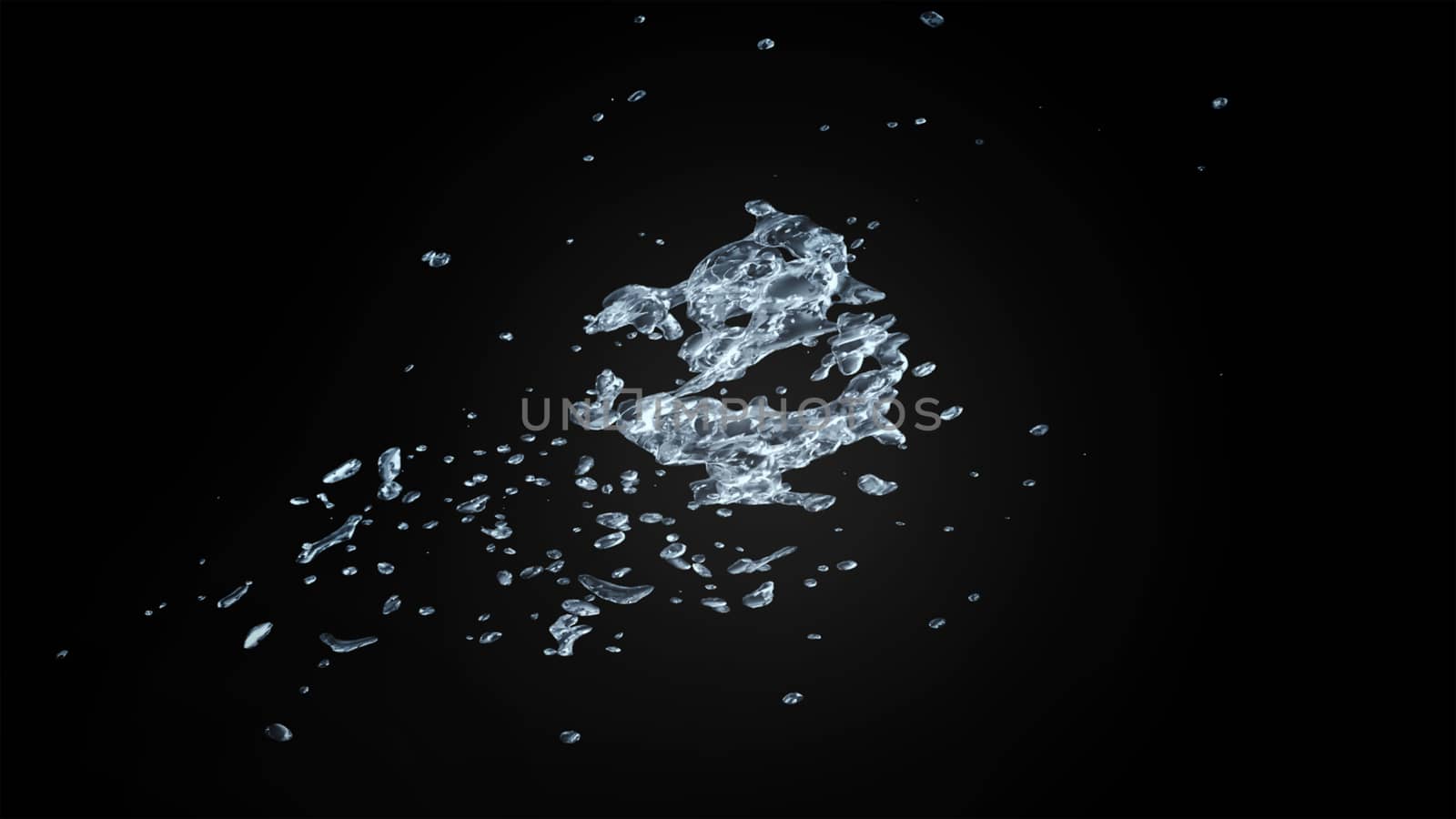 Watersplash On Black Background 3D Rendering