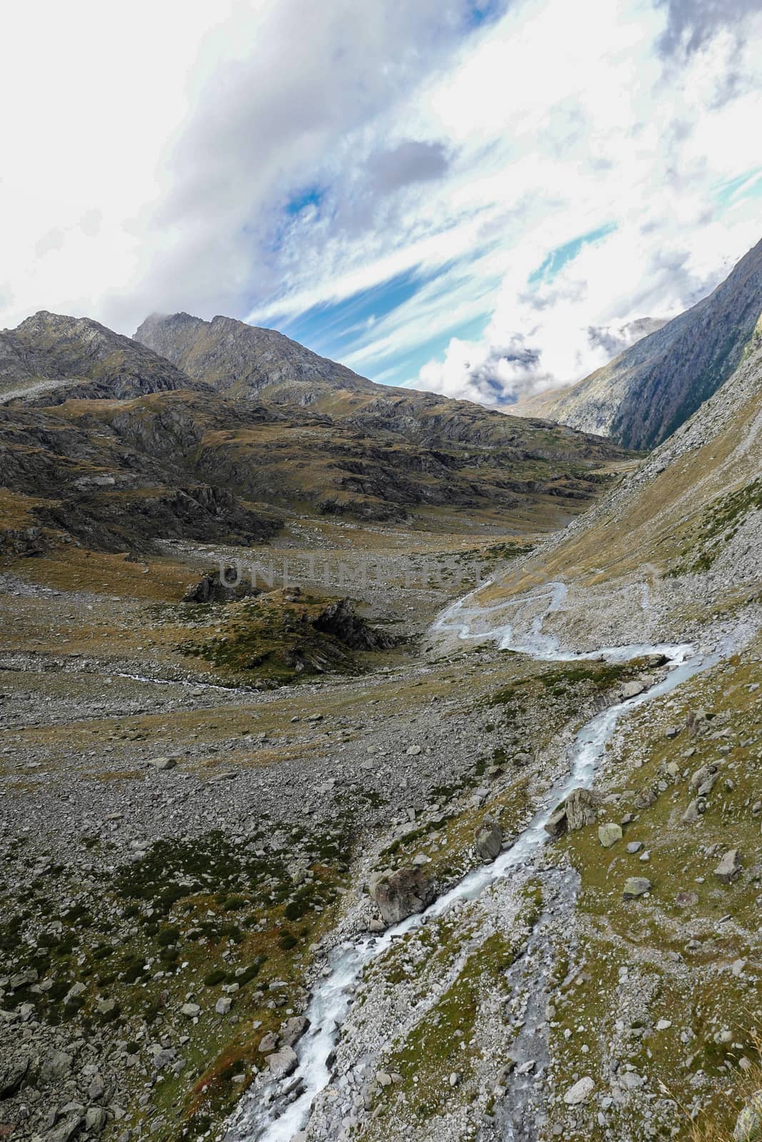 Mountain landscape with clouds in the Pyrenees, France, Europe