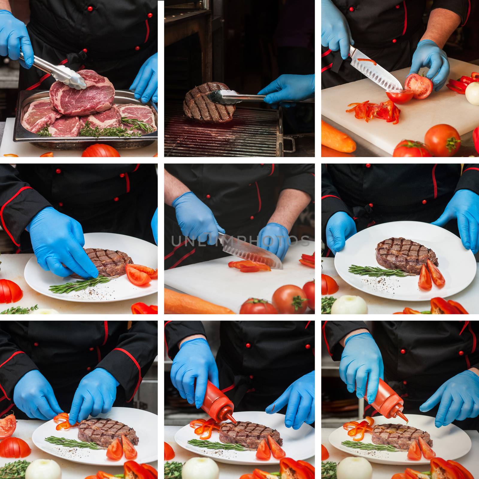 Chef preparing meat steak by rusak