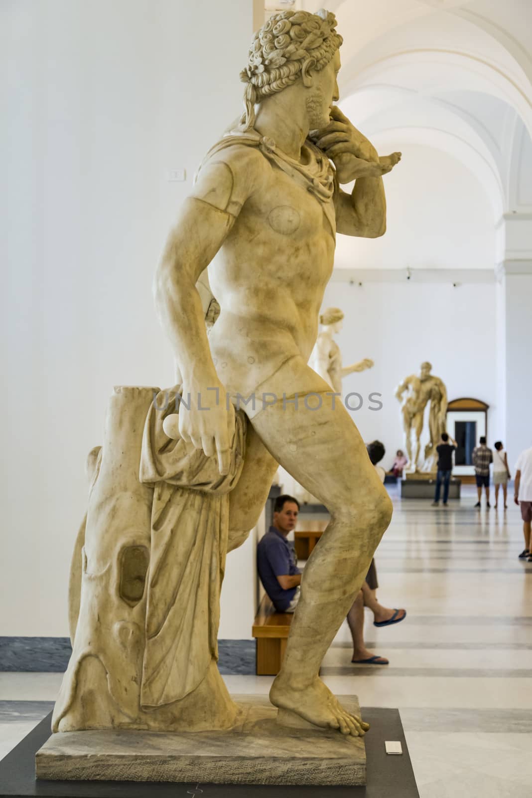 NAPLES, SEPTEMBER 04: statue in Naples National Archaeological Museum. The museum contains a large collection of Roman artifacts from Pompeii, Stabiae and Herculaneum. On September 4, 2016 in Naples, Italy