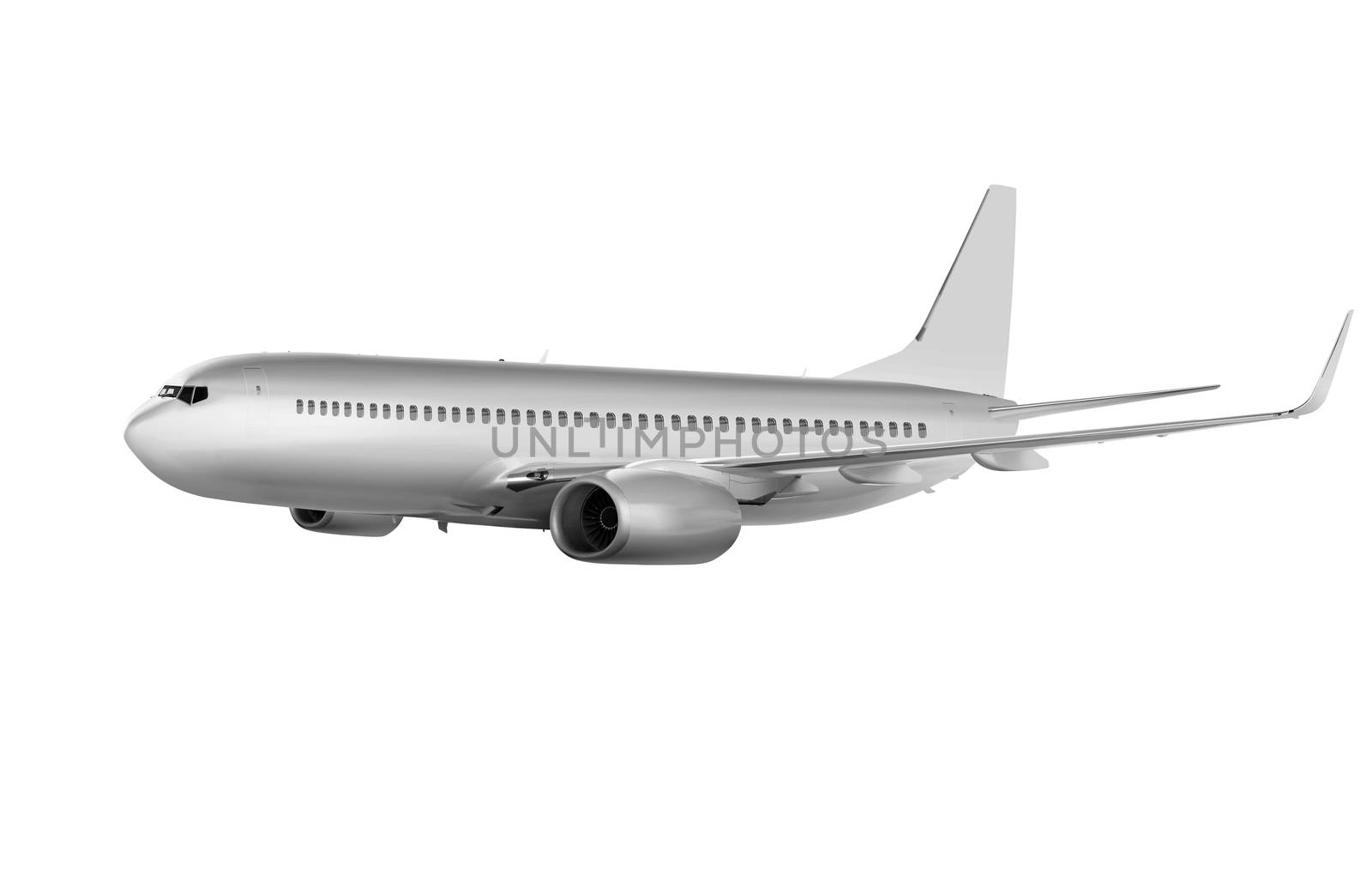 big commercial plane on white background