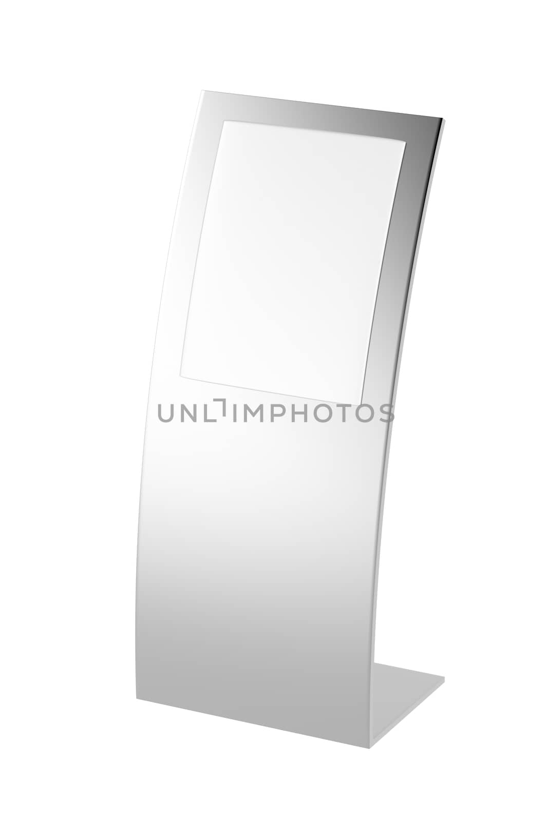 Curved silver ad panel isolated on white background