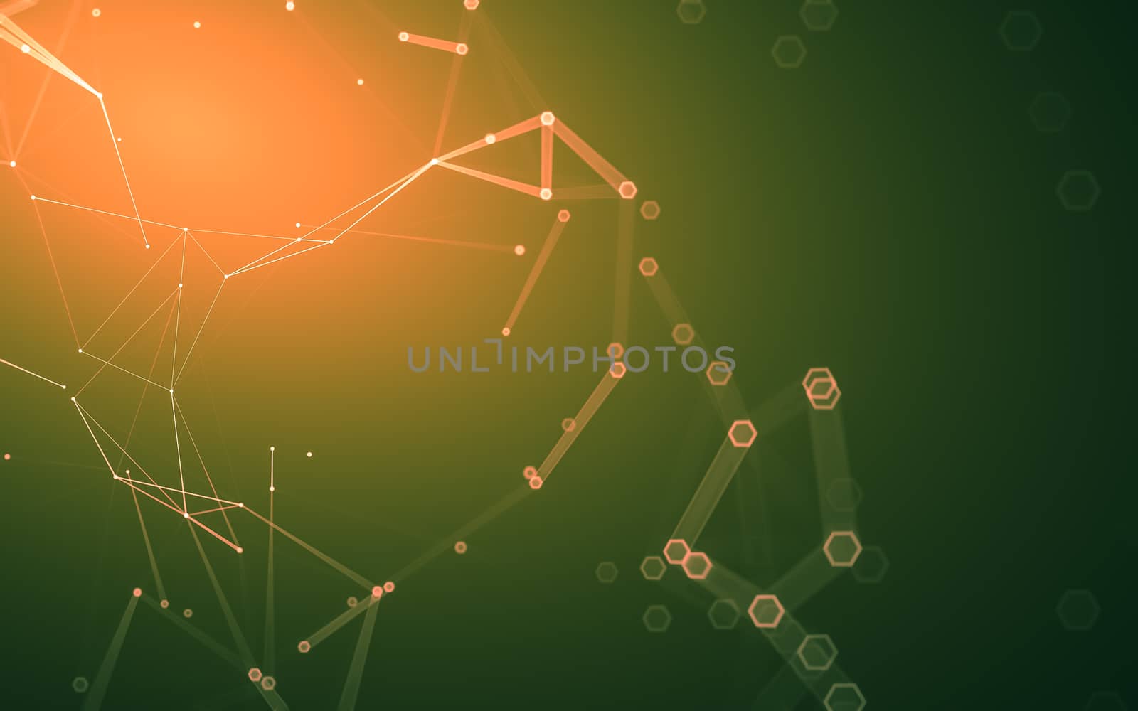 Abstract polygonal space low poly dark background with connecting dots and lines. Connection structure. 3d rendering