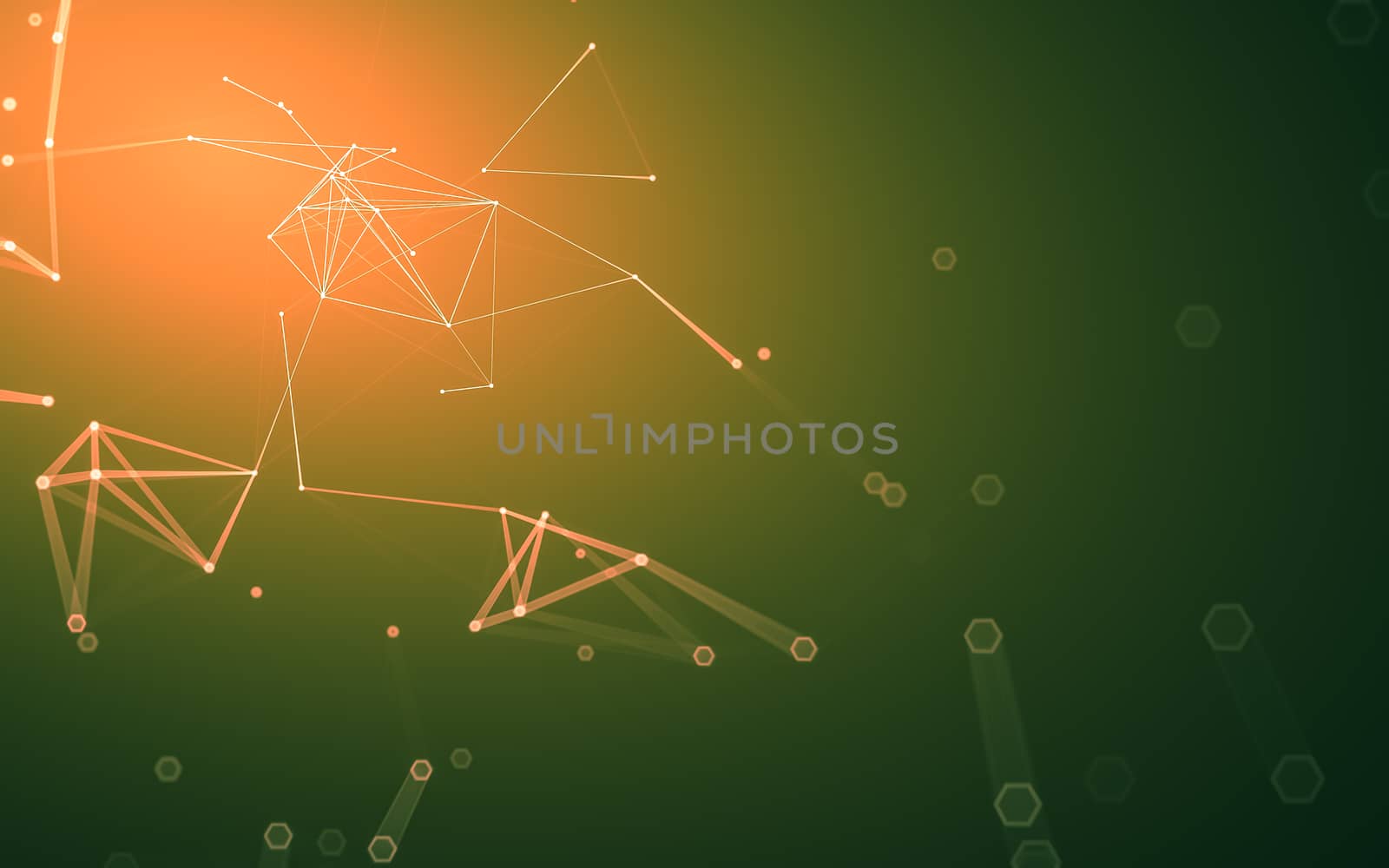 Abstract polygonal space low poly dark background with connecting dots and lines. Connection structure. 3d rendering