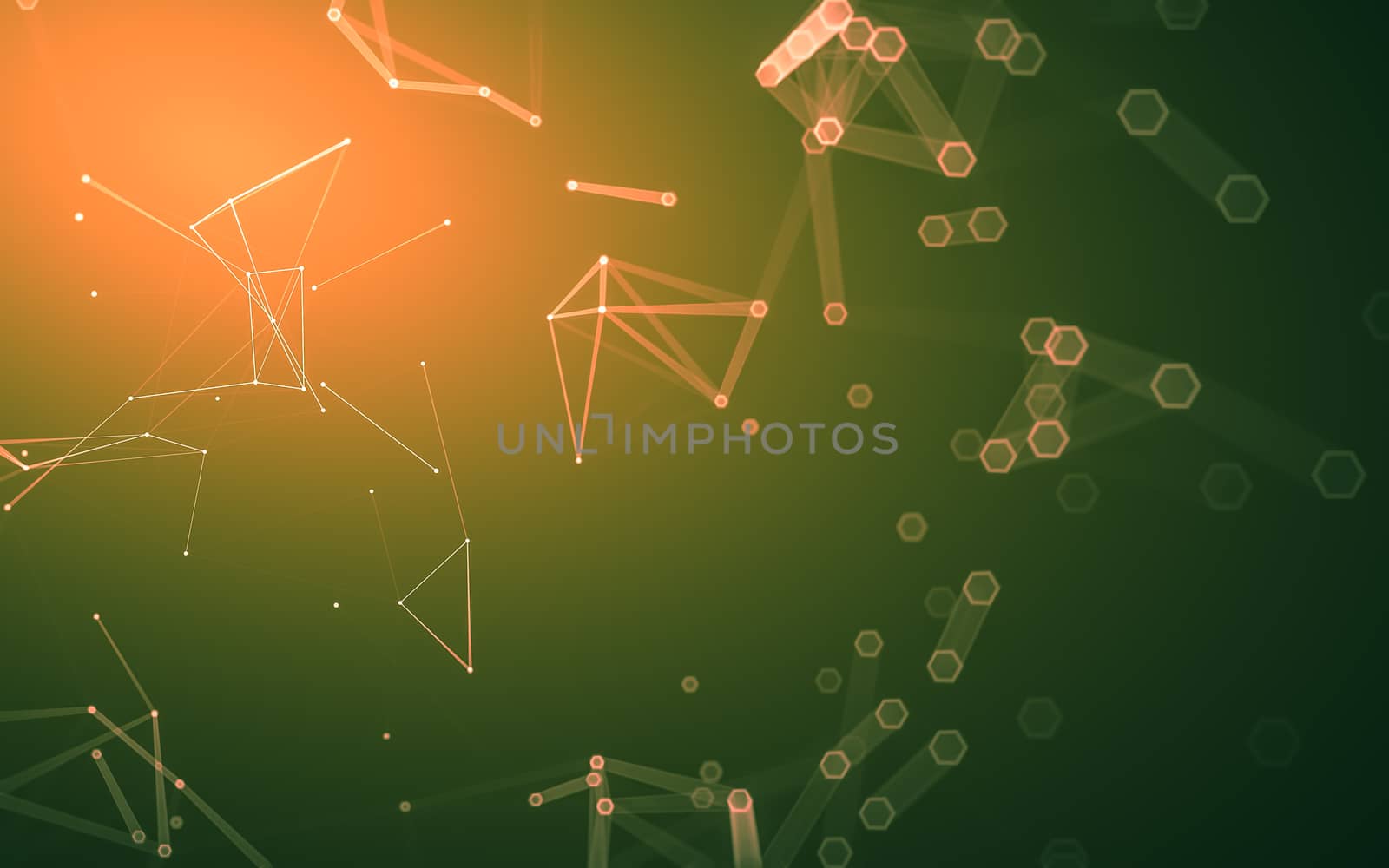 Abstract polygonal space low poly dark background with connecting dots and lines. Connection structure. 3d rendering