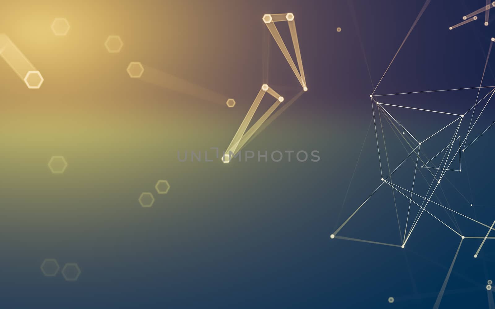 Abstract polygonal space low poly dark background with connecting dots and lines. Connection structure. 3d rendering