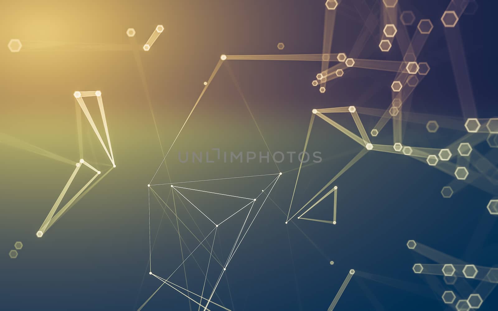 Abstract polygonal space low poly dark background with connecting dots and lines. Connection structure. 3d rendering