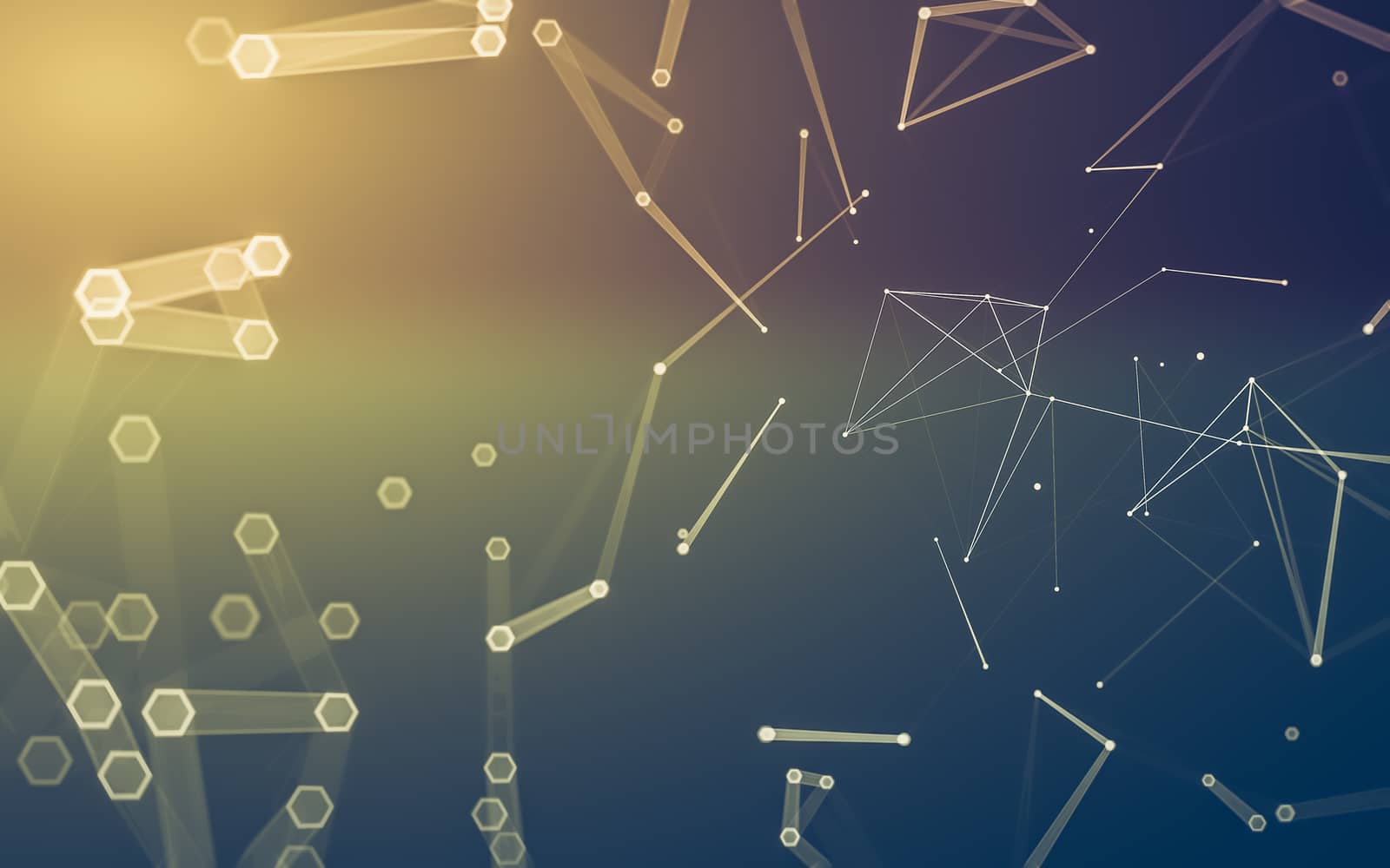 Abstract polygonal space low poly dark background with connecting dots and lines. Connection structure. 3d rendering