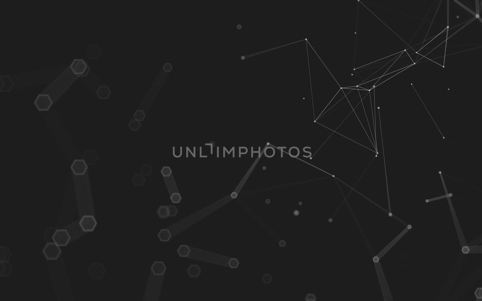 Abstract polygonal space low poly dark background, 3d rendering by teerawit