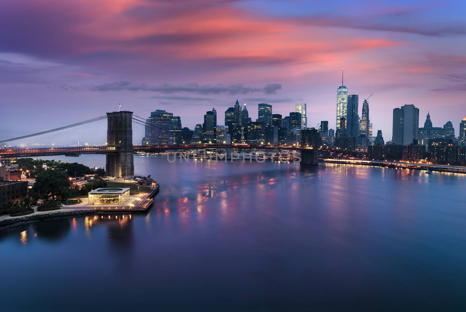Brooklyn bridge at dusk, New York City by ventdusud