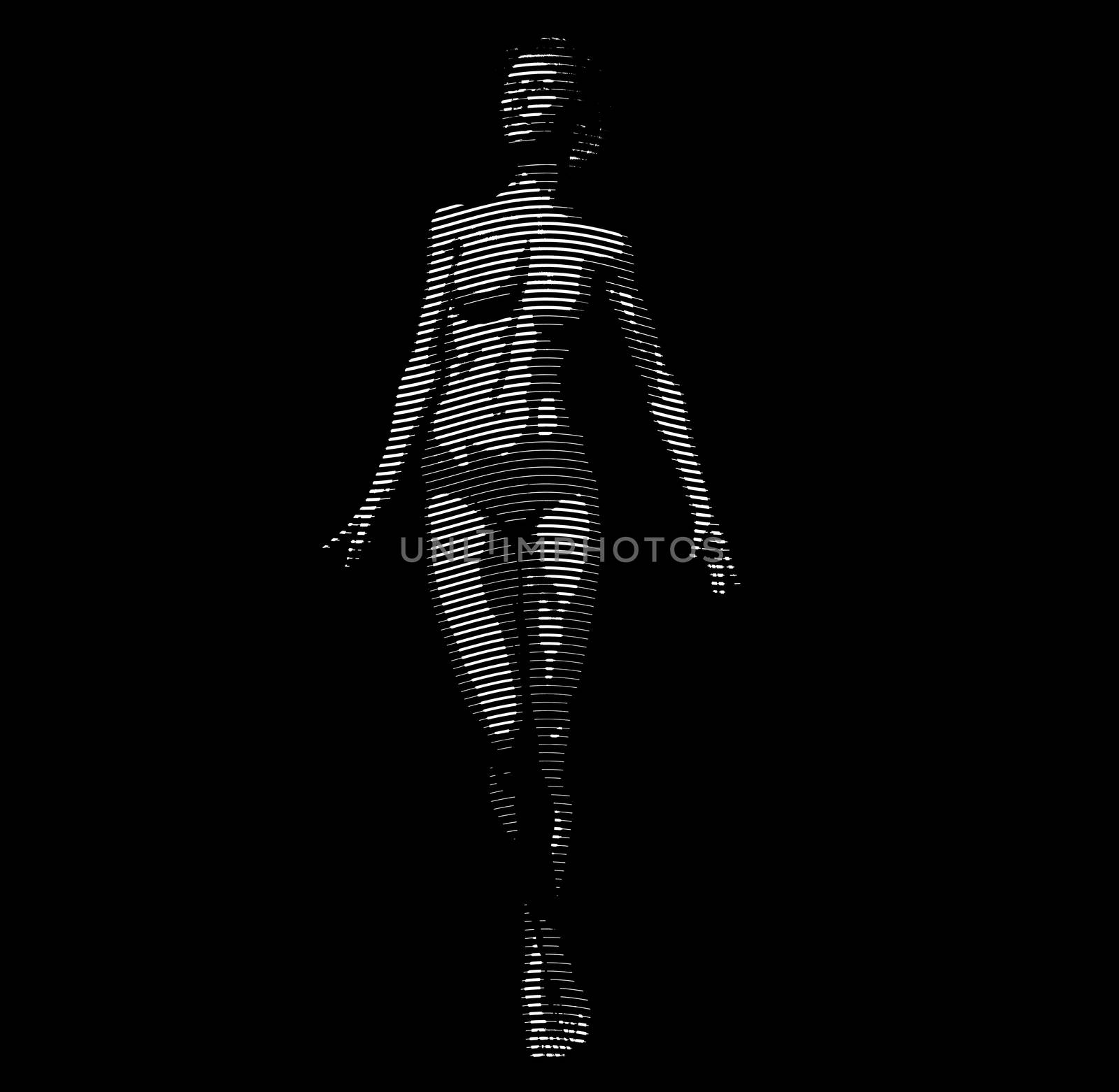 3D render of realistic female figure with smooth skin and fit body in standing pose. Healthy naked cartoon style illustration.