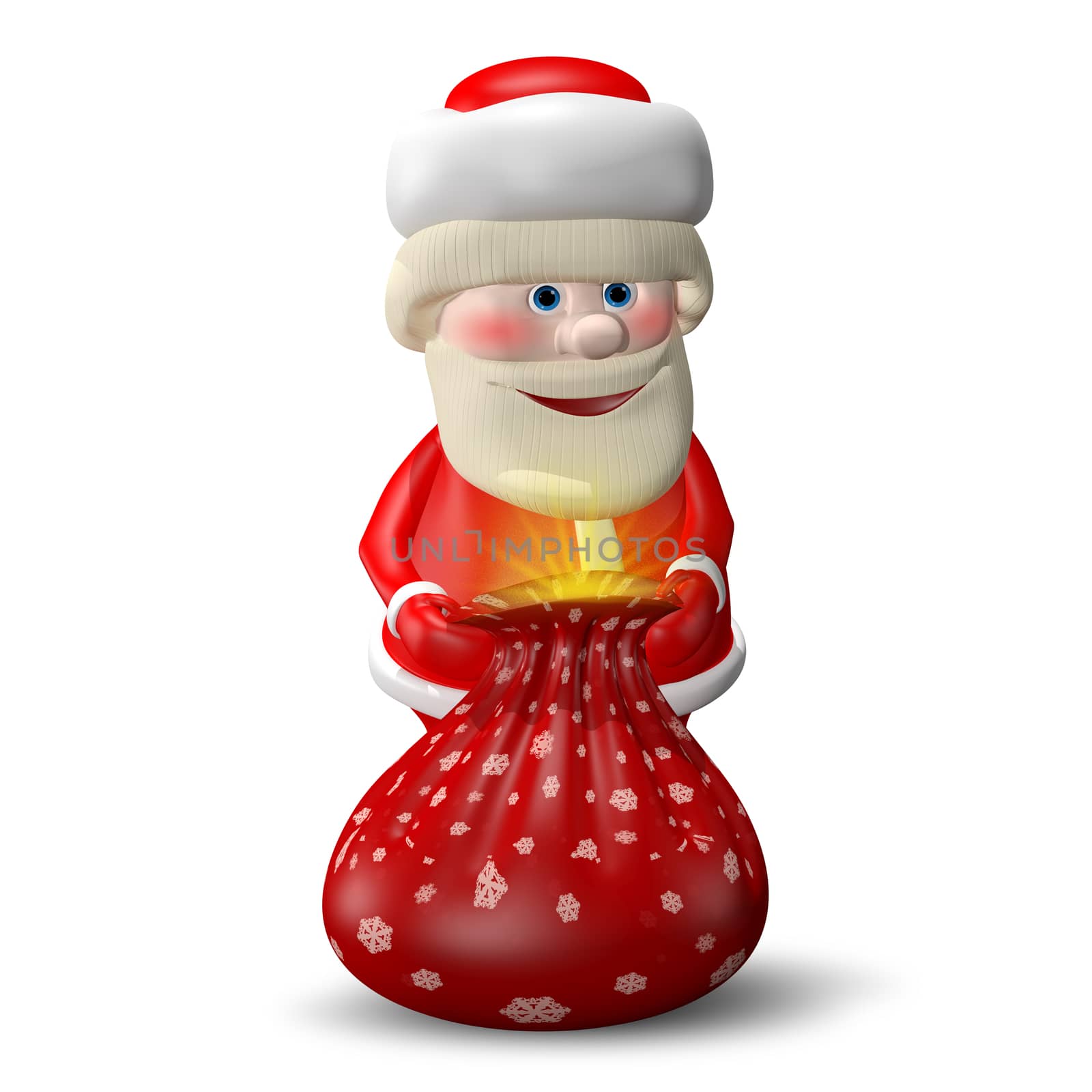 3D Illustration of Santa Claus with a Bag by brux