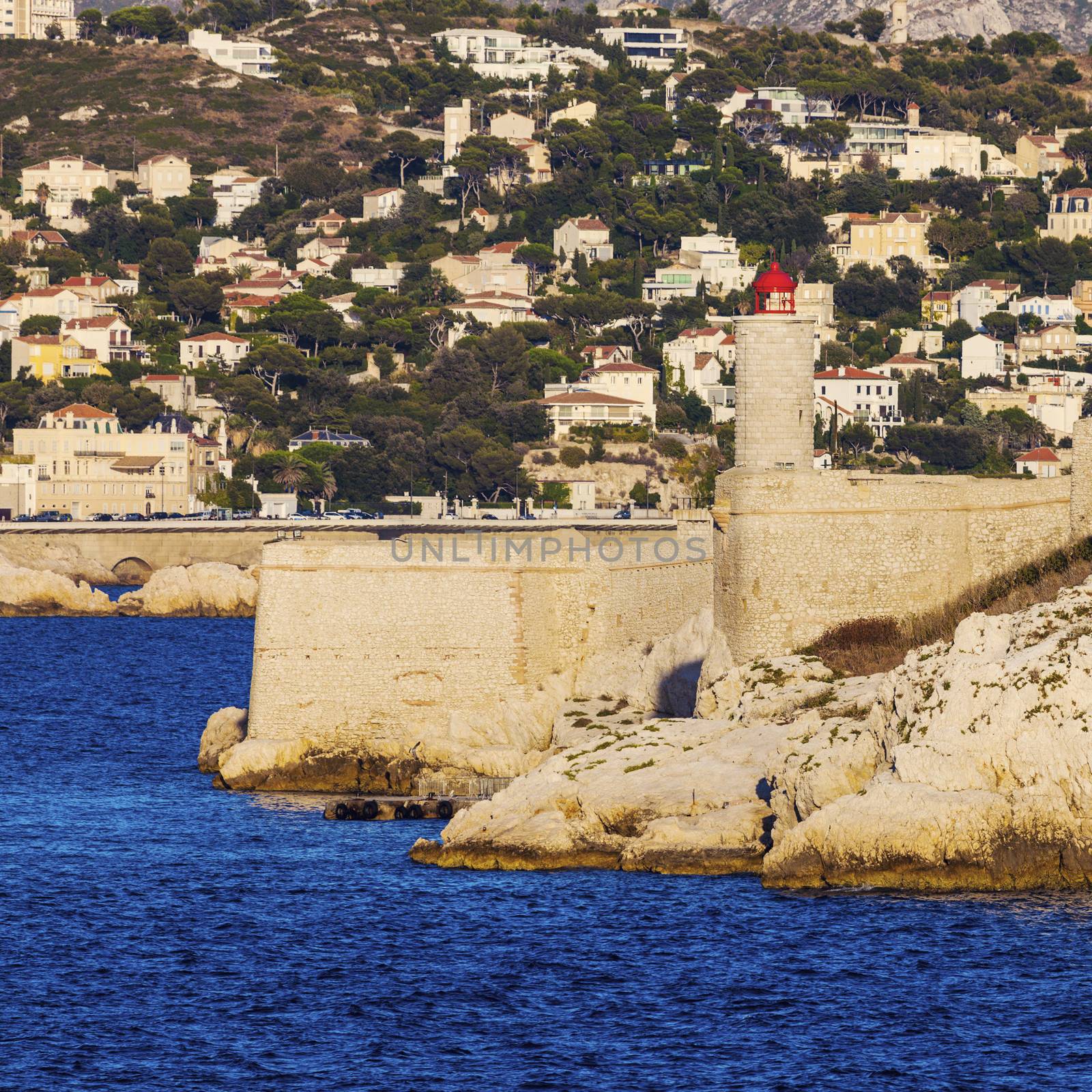 Lighthouse on If island. Marseille, Provence-Alpes-Cote d'Azur, France.