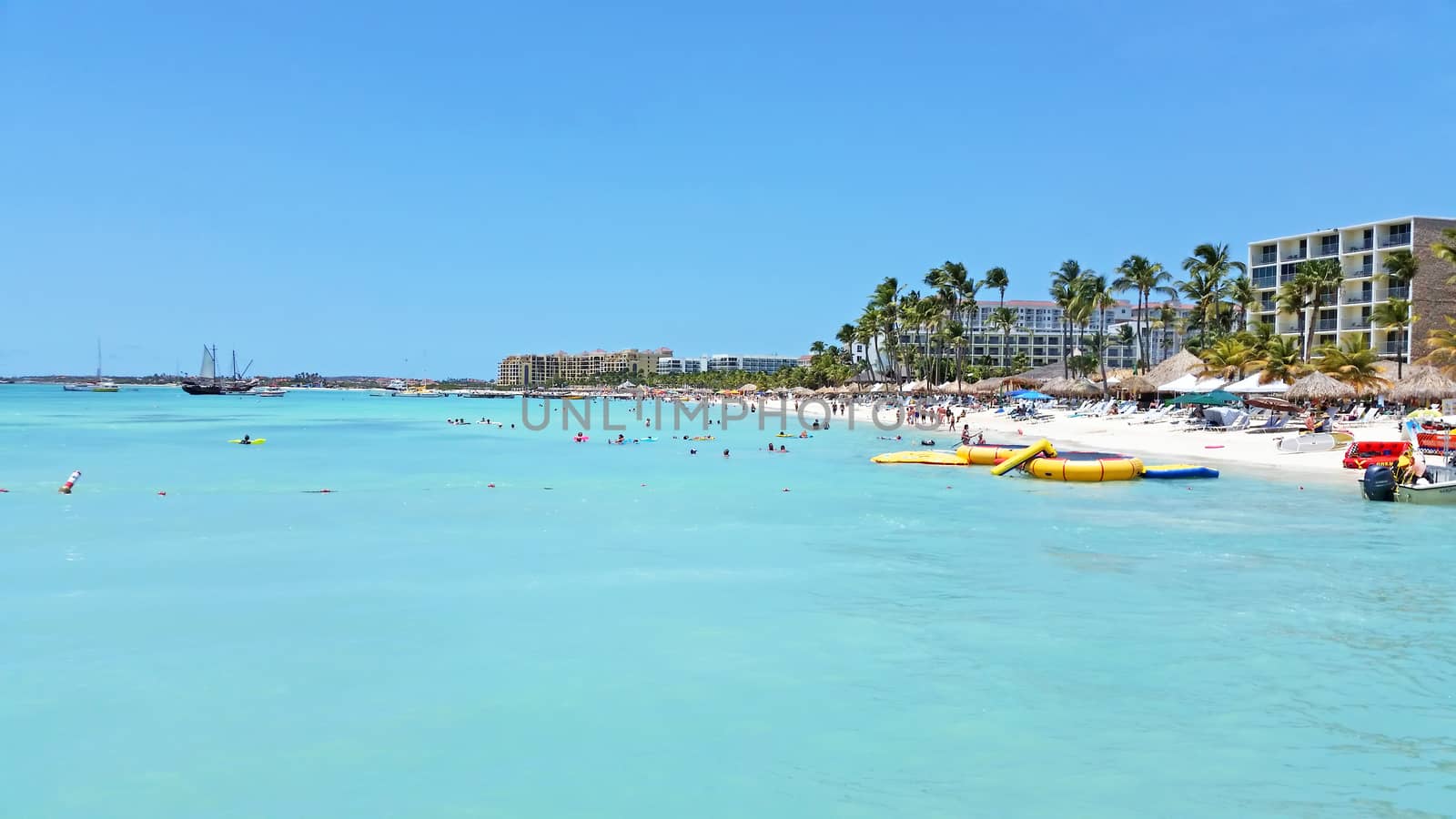 Palm beach on Aruba island in the Caribbean Sea