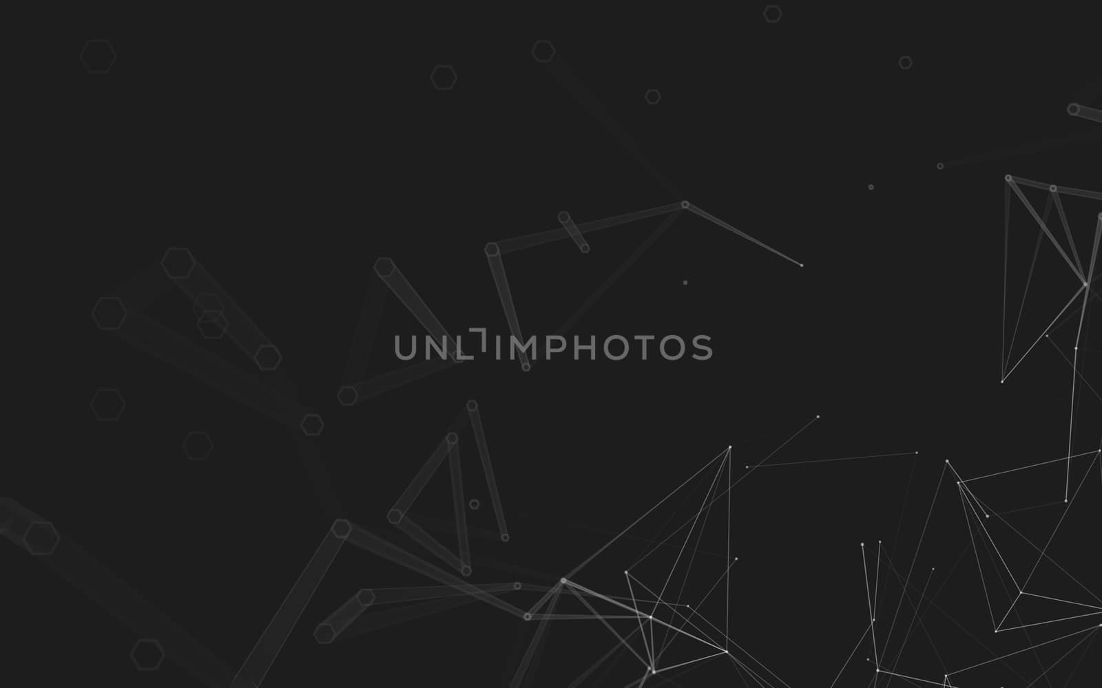 Abstract polygonal space low poly dark background with connecting dots and lines. Connection structure. 3d rendering