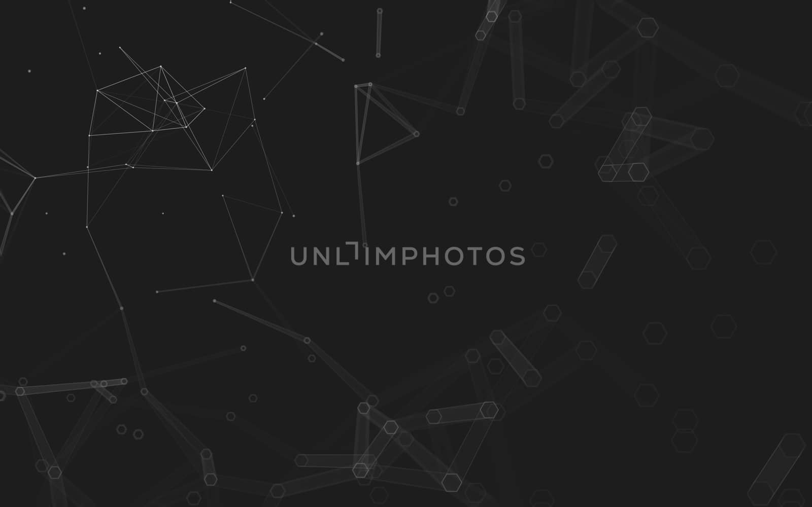 Abstract polygonal space low poly dark background with connecting dots and lines. Connection structure. 3d rendering