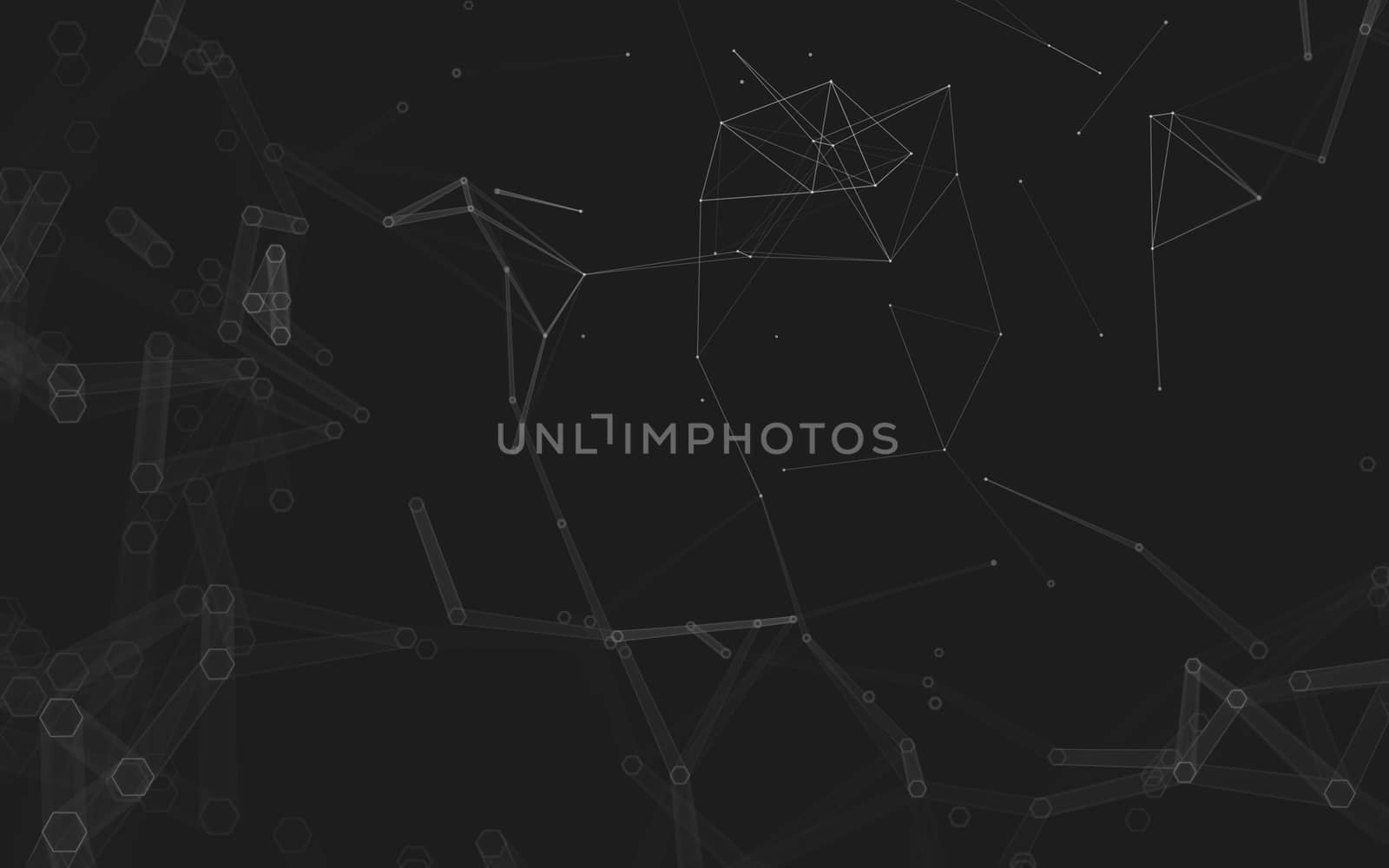 Abstract polygonal space low poly dark background with connecting dots and lines. Connection structure. 3d rendering